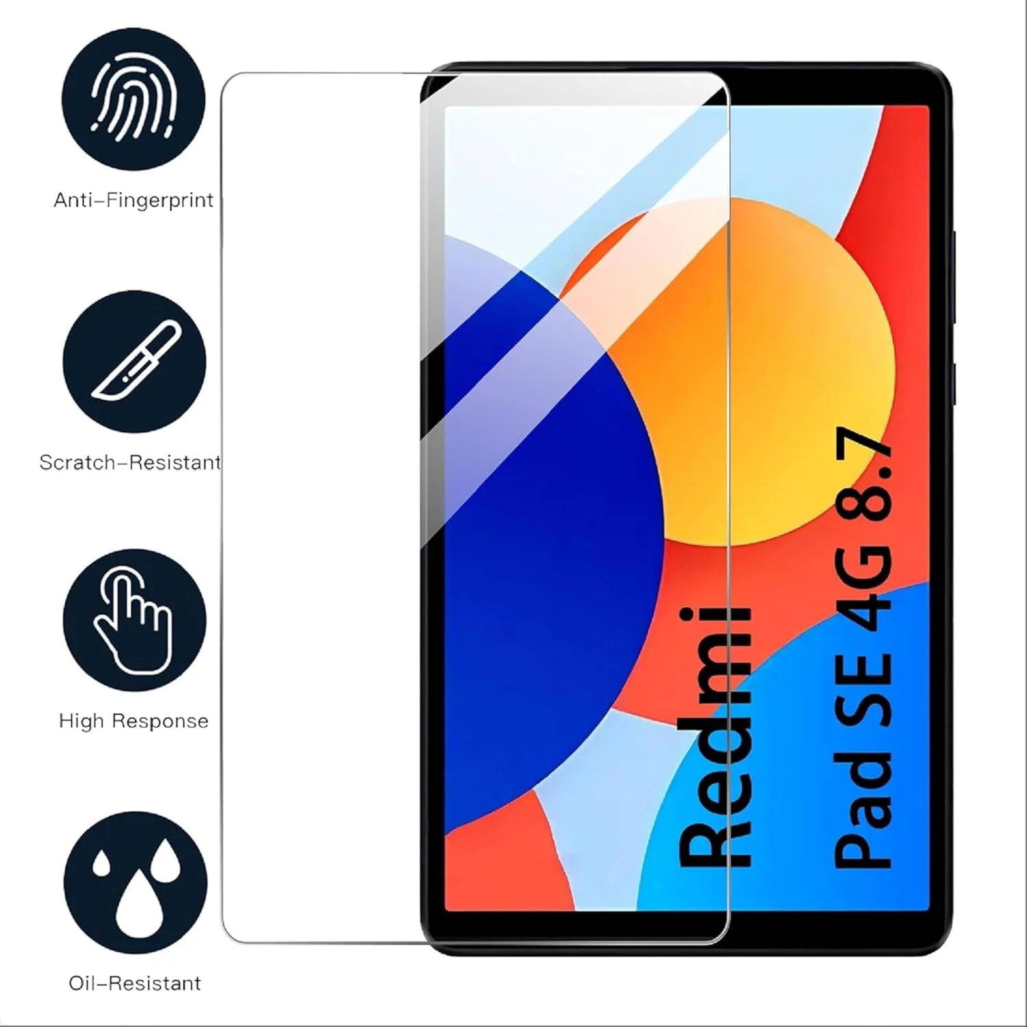 محافظ صفحه نمایش Vurtboly 2 عددی سازگار با شیائومی Redmi Pad SE 8.7 اینچ 2024، فیلم شیشه ای سخت با سختی 9H، فیلم تبلت HD شفاف و فوق العاده مقاوم در برابر اثر انگشت برای Redmi Pad SE 8.7 اینچ 2024