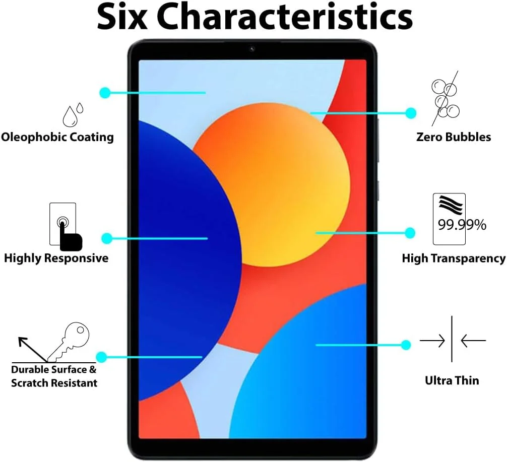 محافظ صفحه نمایش Al-HuTrusHi سازگار با شیائومی Redmi Pad SE 8.7 اینچ، شیشه حرارت دیده [ضد تابش نور] [پوشش کامل HD] [نصب آسان] [حساس به لمس] برای Redmi Pad SE 4G 8.7 اینچی