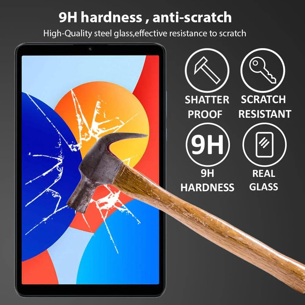 محافظ صفحه نمایش Al-HuTrusHi سازگار با شیائومی Redmi Pad SE 8.7 اینچ، شیشه حرارت دیده [ضد تابش نور] [پوشش کامل HD] [نصب آسان] [حساس به لمس] برای Redmi Pad SE 4G 8.7 اینچی