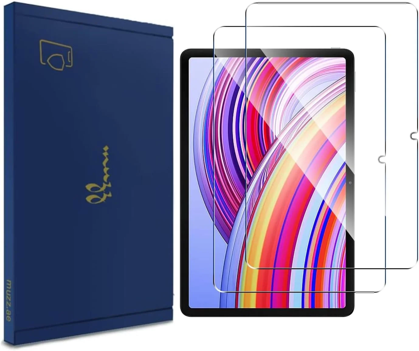 محافظ صفحه نمایش Muzz برای شیائومی Redmi Pad Pro/Poco Pad 12.1 اینچ، بسته 2 عددی، سختی 9H، ضد خش، ضد حباب، شیشه حرارت دیده شفاف HD