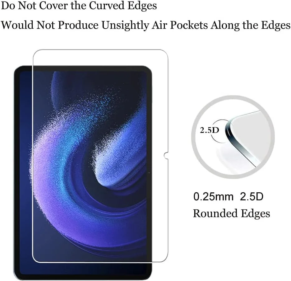 محافظ صفحه نمایش شیشه ای حرارت دیده لبه صاف 2.5 بعدی Muzz برای تبلت شیائومی پد 6/6 پرو 11 2023 فیلم شیشه ای شفاف (شیائومی پد 6 پرو)