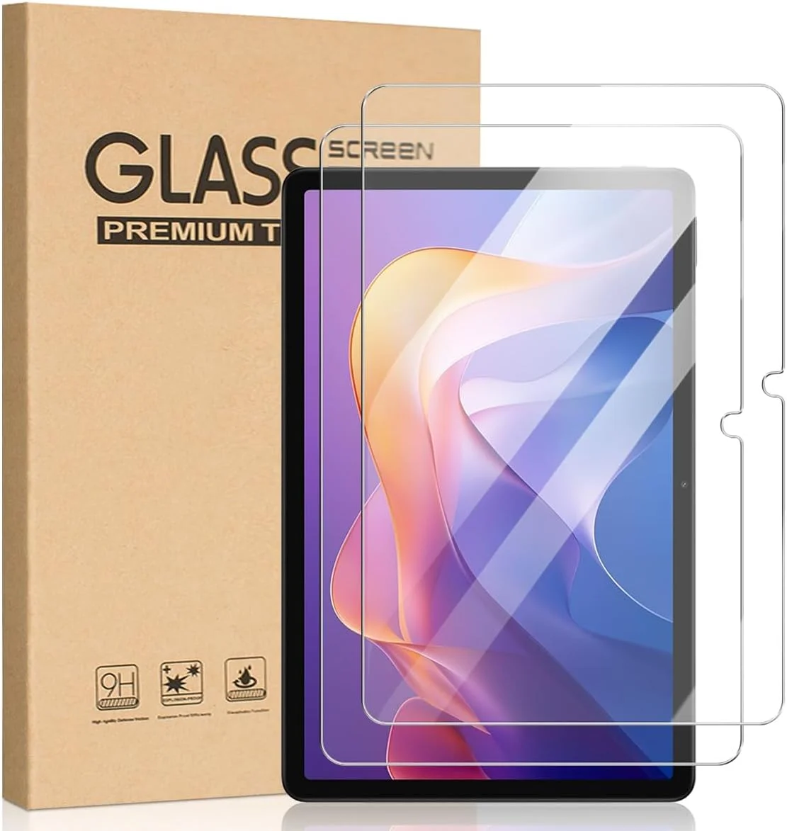 محافظ صفحه نمایش T Tersely، بسته 2 عددی، مناسب برای شیائومی ردمی پد 2 11 اینچ، فیلم شیشه ای حرارت دیده با وضوح HD 9H، مقاوم در برابر خراش و بدون حباب