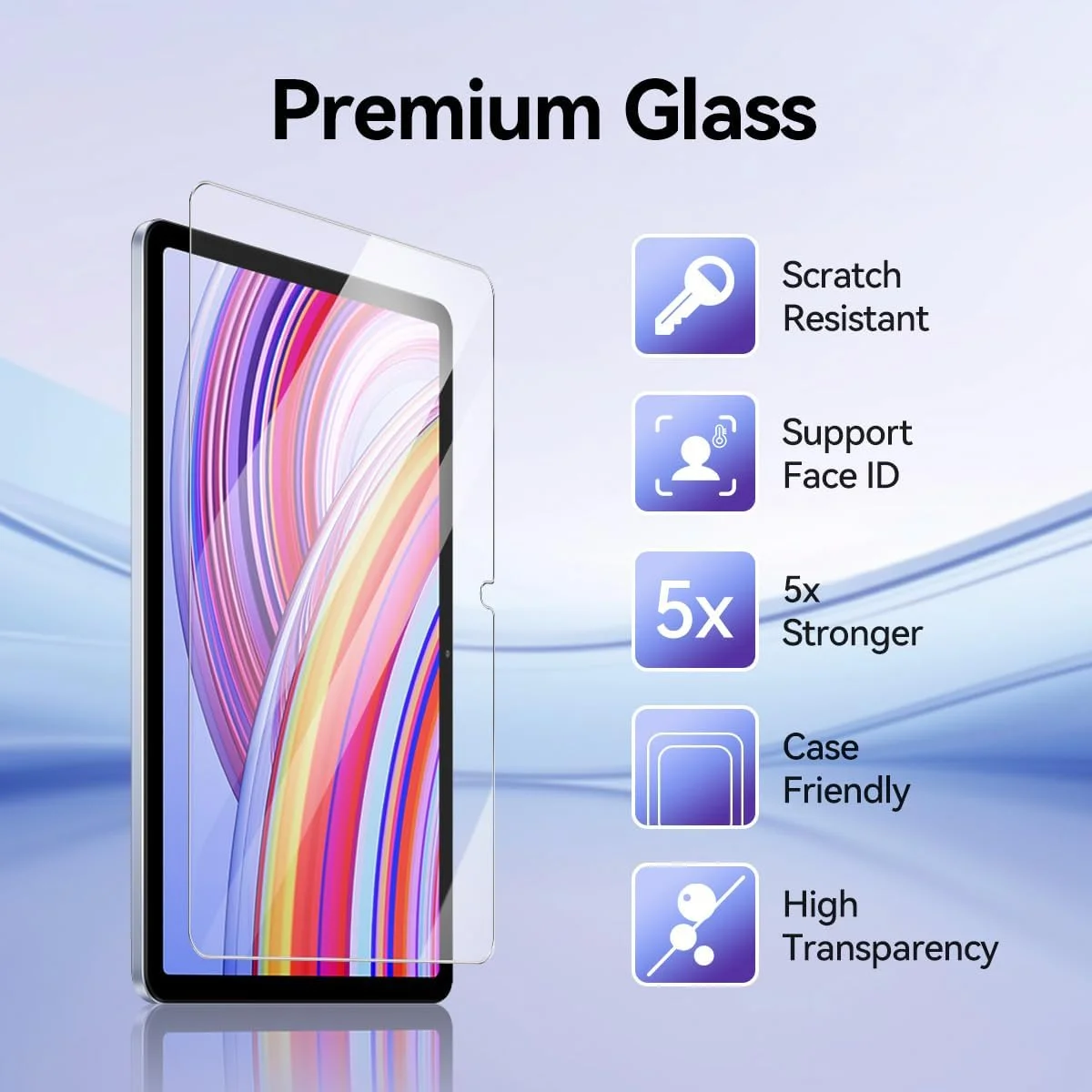 محافظ صفحه نمایش T Tersely (دو عددی) برای شیائومی Redmi Pad Pro 12.1 اینچ 2024، محافظ صفحه نمایش شیشه ای حرارت دیده 9H برای Redmi Pad Pro 12.1 اینچ، ضد خش، ضد اثر انگشت