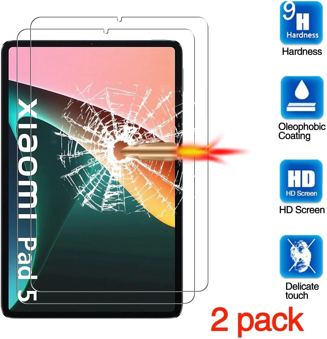محافظ صفحه نمایش شیشه ای EXELLE مناسب برای تبلت شیائومی پد 5 پرو و می پد 5 پرو 11 اینچی، فیلم محافظ صفحه نمایش شیشه ای 9H برای پد 5 / پد 5 پرو (2 عدد)
