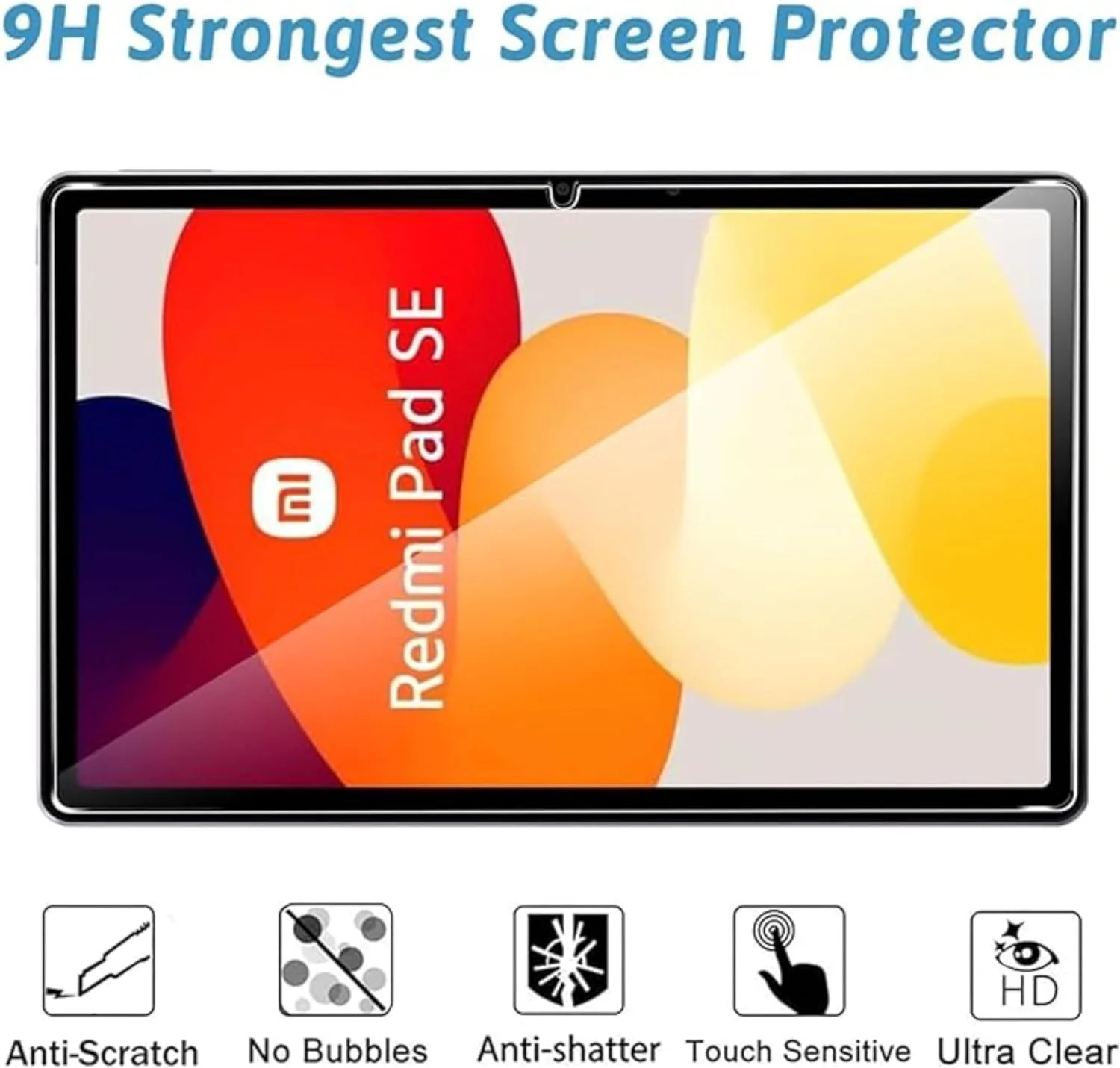 محافظ صفحه نمایش نسلين، بسته 2 عددی، سازگار با شیائومی ردمی پد SE 11 اینچ 2023، فیلم شیشه ای حرارت دیده با سختی 9H، فیلم تبلت فوق العاده مقاوم در برابر اثر انگشت و HD-Clear برای ردمی پد SE 11 اینچ 2023