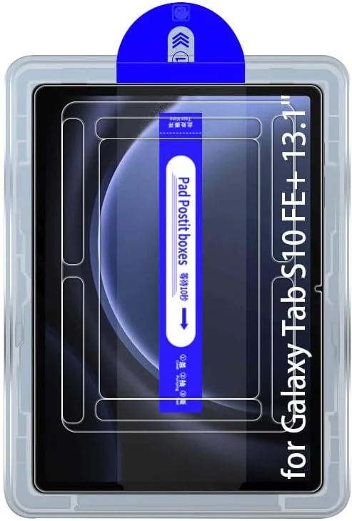 محافظ صفحه نمایش شیشه ای حرارت دیده شفاف Kepuch سازگار با Samsung Galaxy Tab S10 FE+ 13.1 اینچ، به همراه ابزار تراز خودکار