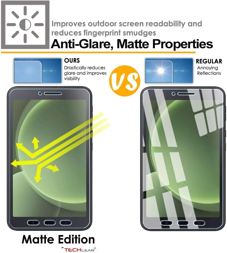 محافظ صفحه نمایش مات شیشه ای TECHGEAR برای گلکسی تب اکتیو 5 8.0 با محافظت در برابر تابش خیره کننده، به همراه لوازم جانبی و دستورالعمل نصب. سازگار با Samsung Galaxy Tab Active 5 8.0 اینچ با مدل SM-X306, SM-X306b. محافظ صفحه نمایش مات شیشه ای TECHGEAR برای گلکسی تب اکتیو 5 8.0 با محافظت در برابر تابش خیره کننده، به همراه لوازم جانبی و دستورالعمل نصب. سازگار با Samsung Galaxy Tab Active 5 8.0 اینچ با مدل SM-X306, SM-X306b.