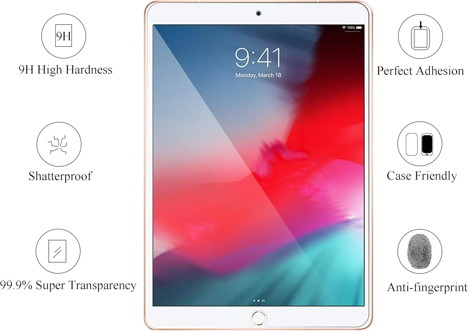 محافظ صفحه نمایش آیپد پرو AILUN [10.5 اینچ] [2 عدد] از Ailun، شیشه حرارت دیده برای اپل آیپد پرو 10.5 فقط، سختی 9H، [سازگار با قلم اپل] فوق العاده شفاف، ضد خش، سازگار با قاب - بسته بندی خرده فروشی Siania