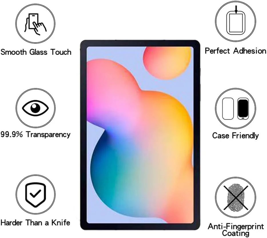 محافظ صفحه نمایش تبلت XYGCACO سازگار با سامسونگ S6 Lite P615 (2020/2022)، فیلم تمپرد با کیفیت بالا، سختی 9H، ضد خش، محافظت در برابر افتادن [1 عدد]