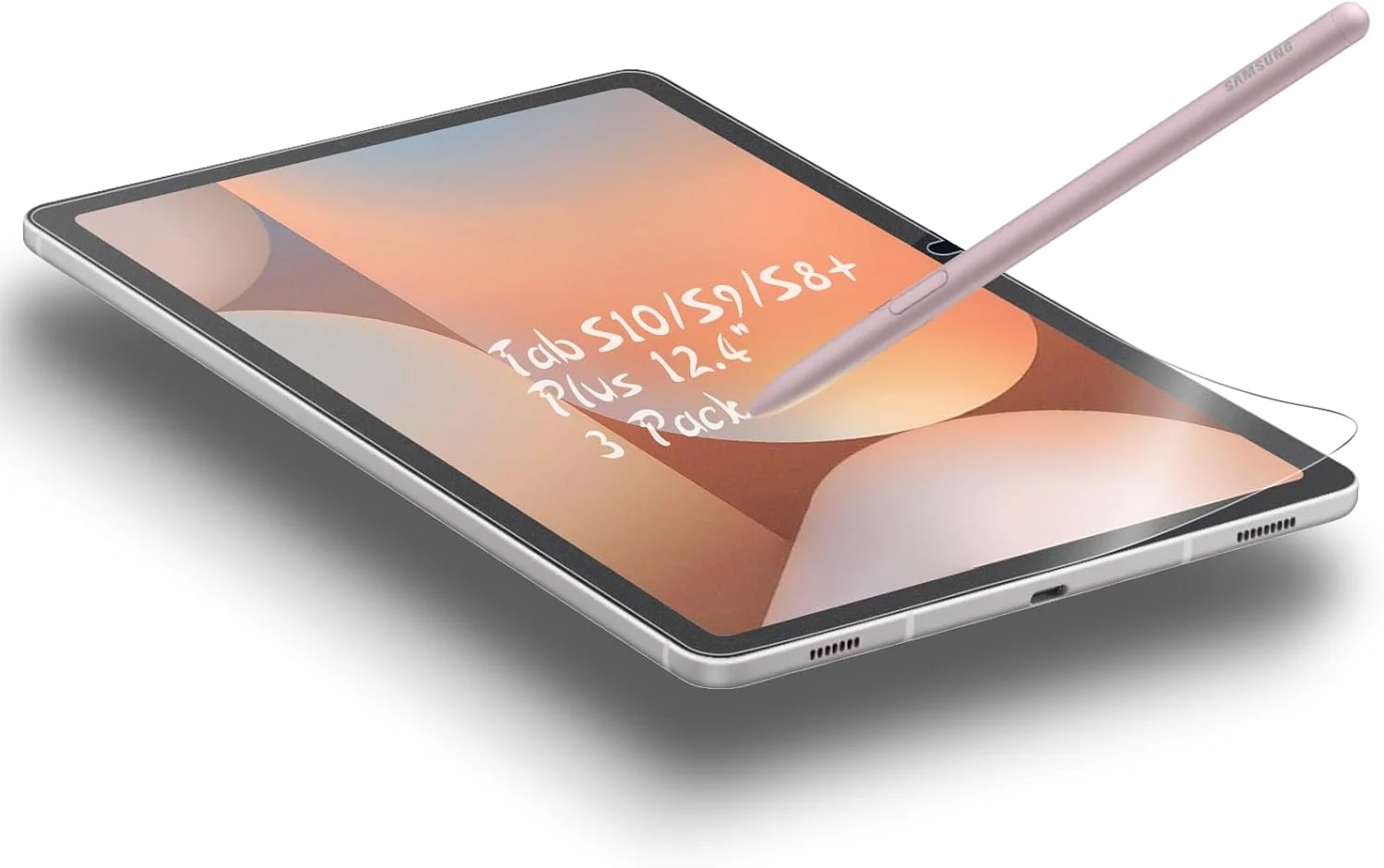 محافظ صفحه نمایش کاغذی PYS بسته 3 عددی برای تبلت سامسونگ گلکسی تب S10 پلاس/S9 پلاس/S8 پلاس/تب S7 پلاس/تب S7 FE (12.4 اینچ) - نوشتن و طراحی مانند کاغذ، فیلم PET مات، سازگار با نوک قلم، ضد انعکاس نور