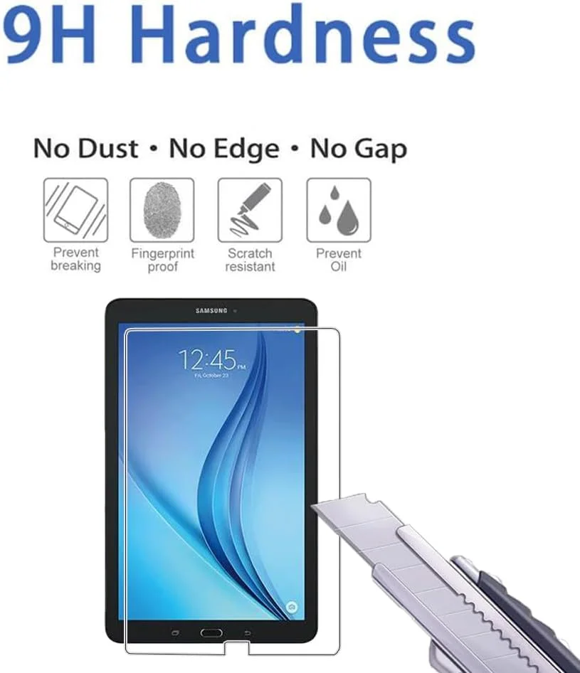محافظ صفحه نمایش XYGCACO سازگار با سامسونگ (Tab E) T560/T561، فیلم تمپرد با کیفیت بالا، سختی 9H، ضد خش، حساس به لمس، محافظت در برابر افتادن [1 عدد]