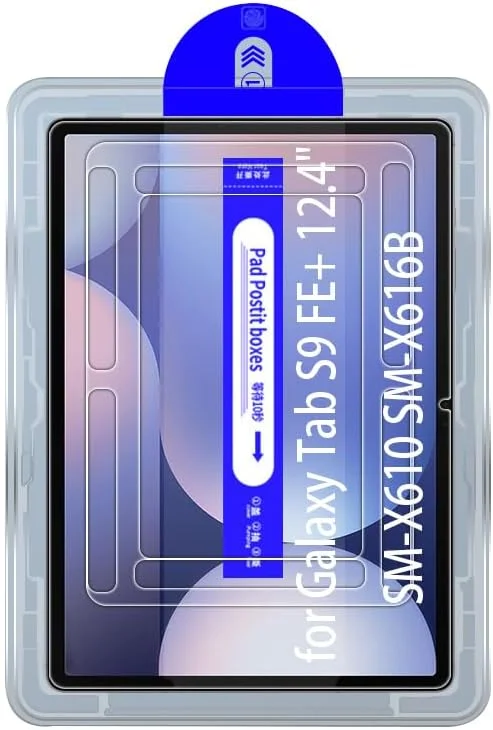 محافظ صفحه نمایش شیشه ای حرارت دیده شفاف Kepuch سازگار با Samsung Galaxy Tab S9 FE+ 12.4 اینچ SM-X610 SM-X616B، همراه با ابزار تراز خودکار