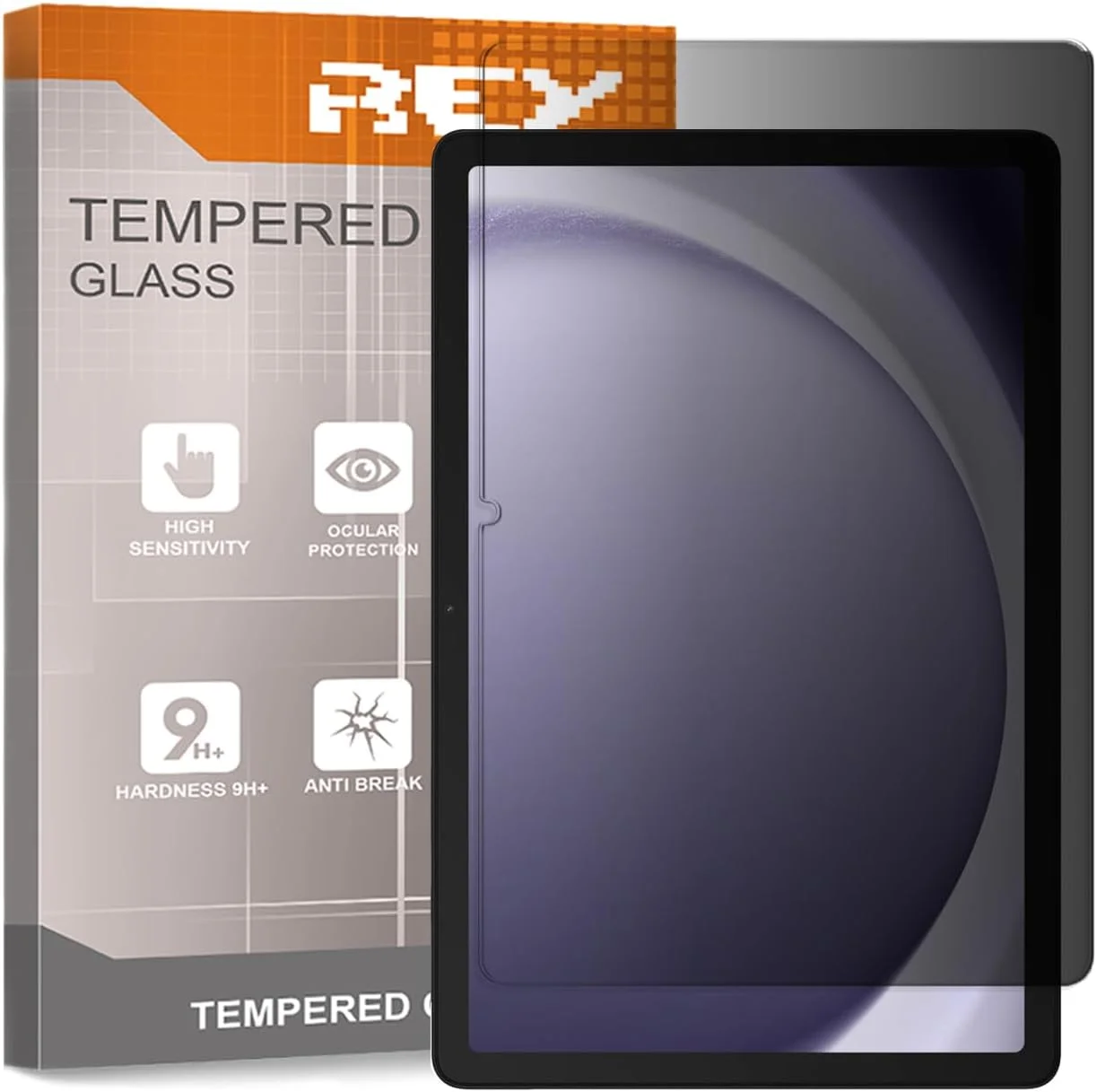 محافظ صفحه نمایش حریم خصوصی REY برای تبلت سامسونگ گلکسی تب S8+ 5G/WI-FI 12.4" - S7+ 5G/WiFi 12.4" - S9+ 12.4" - S10+ 12.4", فیلم محافظ, محافظ صفحه نمایش سختی 9H+, ضد خش و ضد لک
