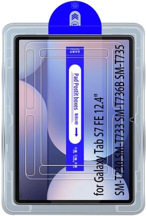 محافظ صفحه نمایش شیشه ای شفاف Kepuch سازگار با Samsung Galaxy Tab S7 FE 12.4 اینچ SM-T730 SM-T733 SM-T736B SM-T735، همراه با ابزار تراز خودکار