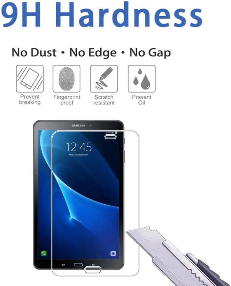 محافظ صفحه نمایش تبلت XYGCACO سازگار با سامسونگ (TBA A 10.1 اینچ 2016) T585/T580، فیلم تمپرد با کیفیت بالا، سختی 9H، ضد خش، محافظت در برابر افتادن [1 عدد]
