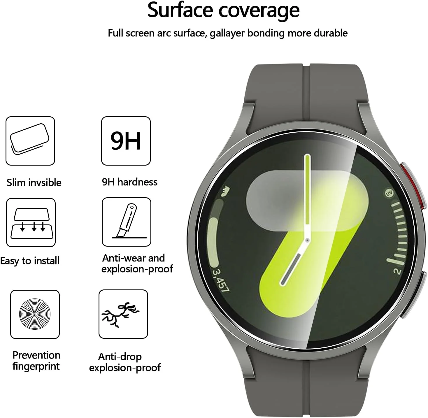 محافظ صفحه نمایش پریمیوم Anoowkoa، بسته 4 عددی، برای ساعت هوشمند سامسونگ گلکسی واچ 7/6/5/FE سایز 40 میلی‌متر، پوشش محافظ فیلم شیشه‌ای حرارت دیده - شیشه اصل - نصب فوق‌العاده آسان با یک فشار