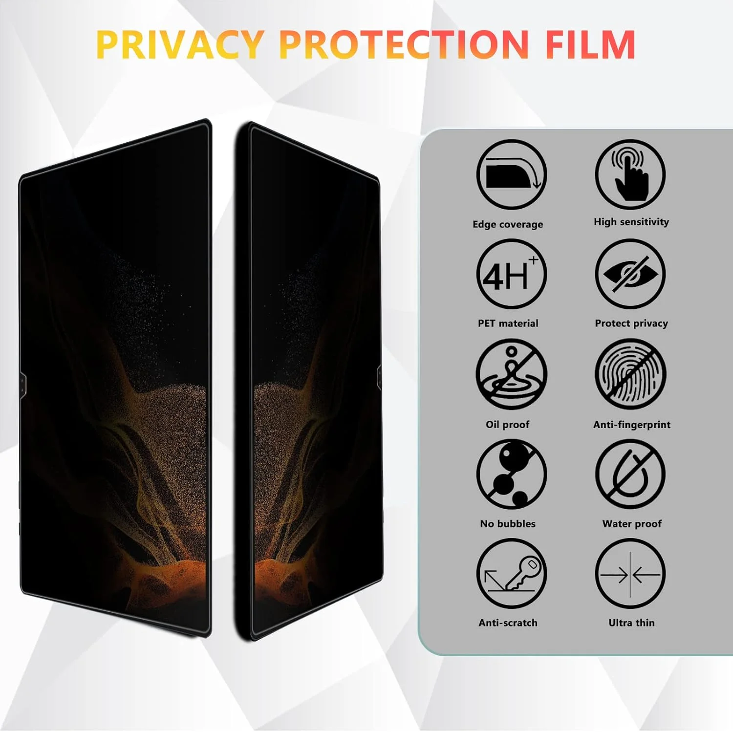 محافظ صفحه نمایش حریم خصوصی LanQii سازگار با Samsung Galaxy Tab S8 Ultra 2022 14.6 اینچ، محافظ صفحه نمایش ضد جاسوسی پت برای Samsung Galaxy Tab S8 Ultra 2022 14.6 اینچ