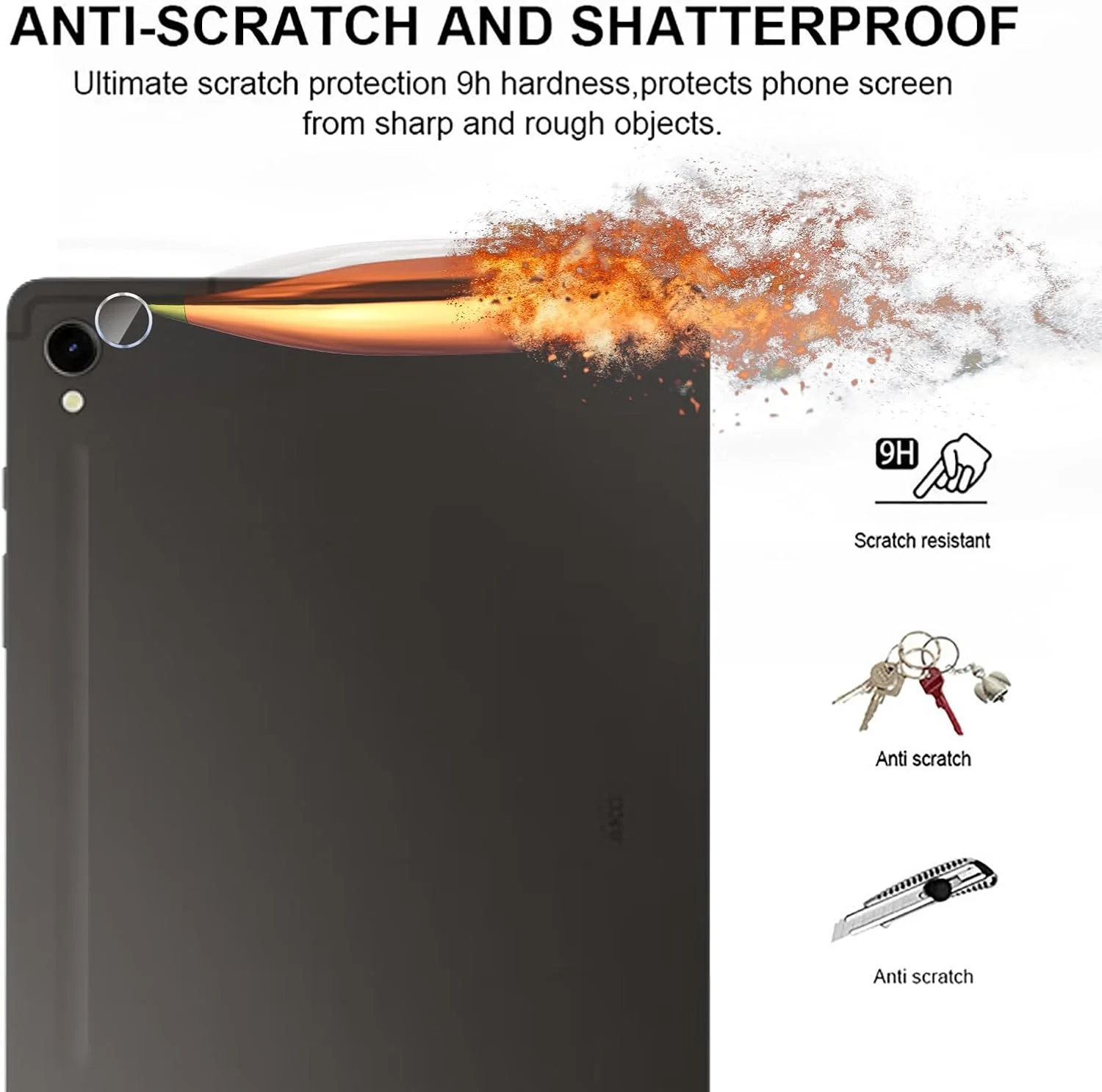 محافظ صفحه نمایش GMUJIAO [بسته 4 عددی] سازگار با تبلت سامسونگ گلکسی تب S9، محافظ لنز دوربین، ضد خش، شفافیت بالا با سختی 9H