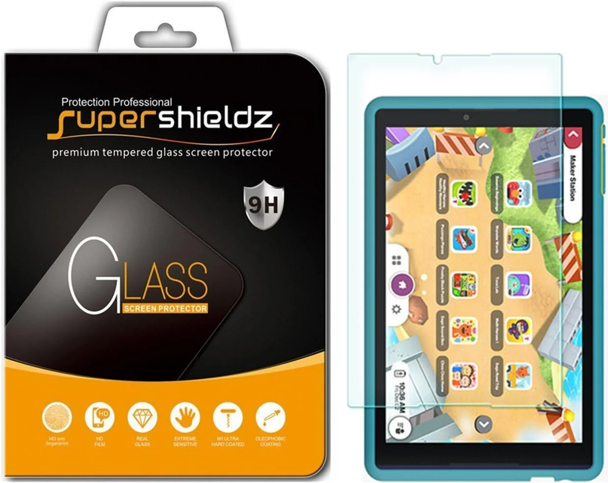 محافظ صفحه نمایش شیشه ای حرارت دیده Supershieldz برای Verizon GizmoTab (مناسب برای GizmoTablet سامسونگ نیست)، ضد خش، بدون حباب