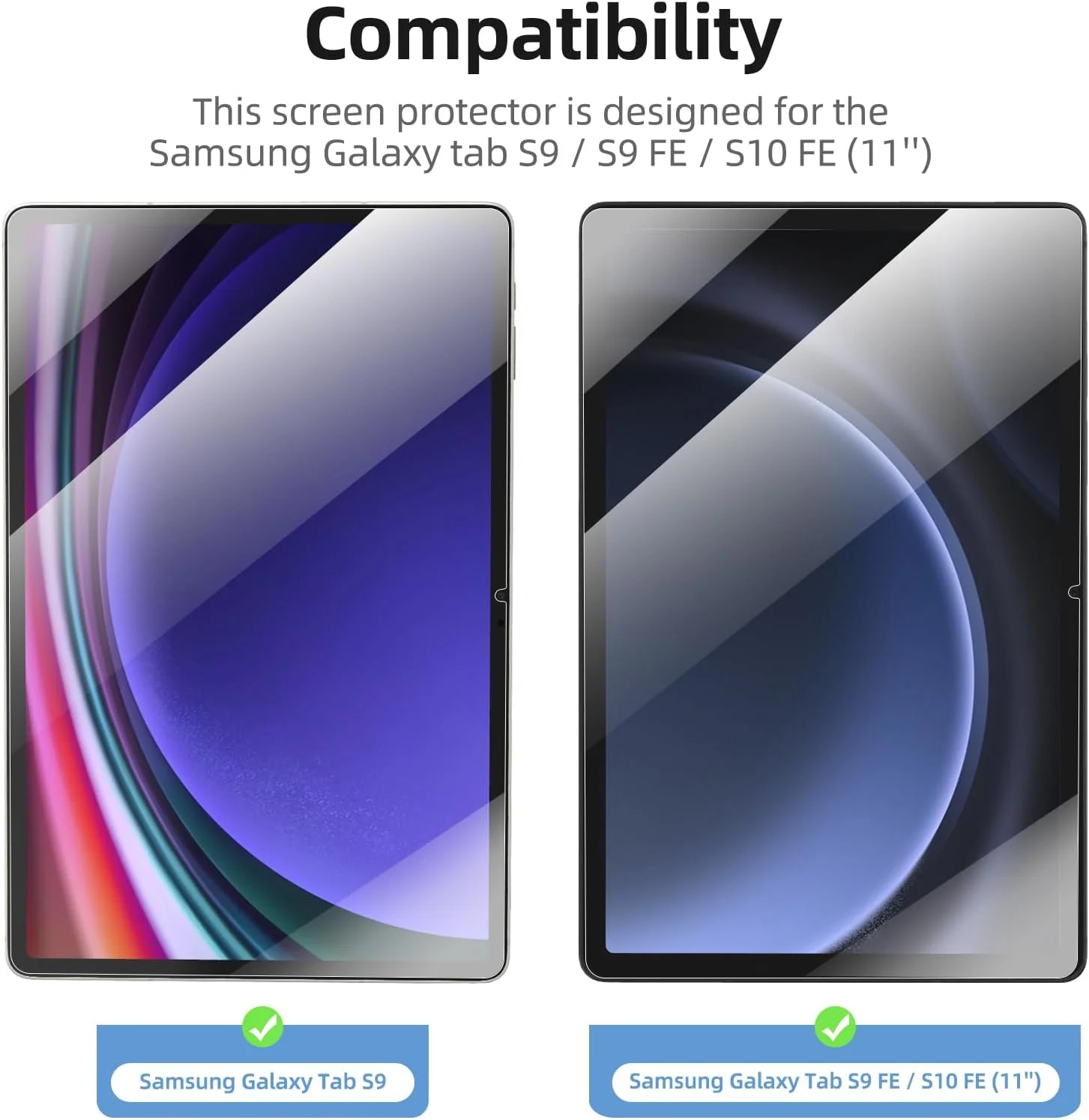 محافظ صفحه نمایش NEW'C بسته 2 عددی برای تبلت سامسونگ گلکسی تب S9 / S9 FE 11 اینچ، ضد خش، سختی 9H، محافظ صفحه نمایش HD، 0.33 میلی متر فوق العاده شفاف، فوق العاده مقاوم