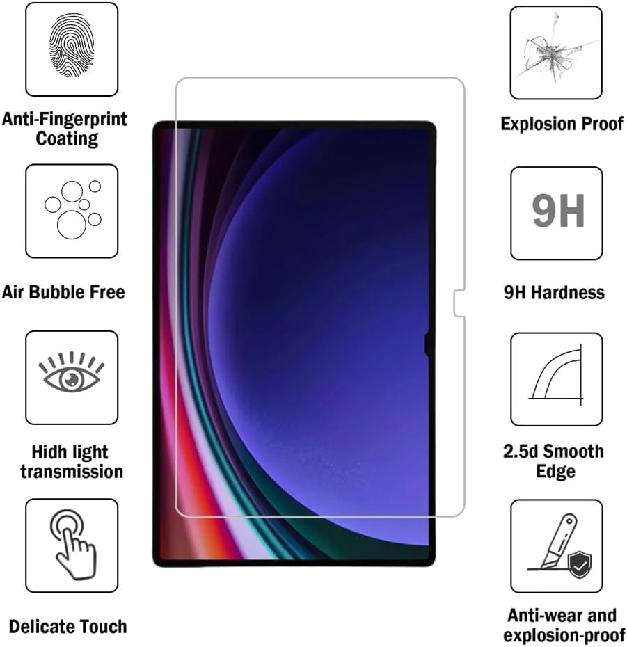 محافظ صفحه نمایش شیشه ای حرارت دیده شونویگ مناسب برای تبلت سامسونگ گلکسی تب S8 Ultra (14.6 اینچ، مدل 2022، SM-X900/SM-X906) ضد خش 9H شفافیت HD بدون حباب (بسته 2 عددی)