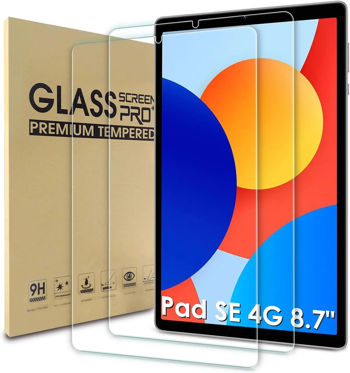 بسته 2 عددی محافظ صفحه نمایش WD&CD سازگار با Xiaomi Redmi SE 4G 8.7 اینچ 2024، محافظ صفحه نمایش شیشه ای حرارت دیده 2.5D سازگار با Samsung Galaxy Tab A9 8.7 اینچ، ضد خش، بدون حباب