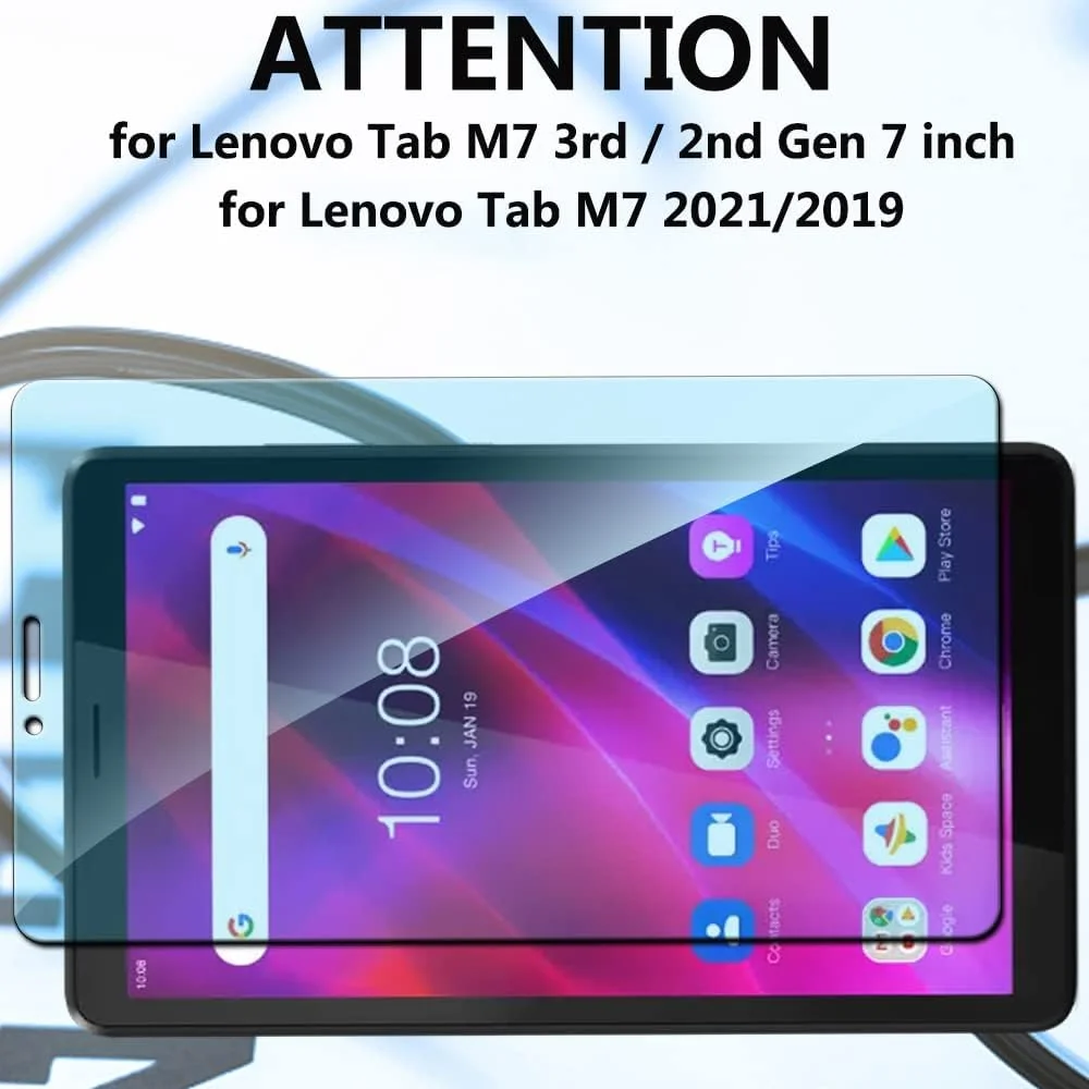 محافظ صفحه نمایش نور آبی Warmyee [بسته 2 عددی] برای تبلت لنوو Tab M7 نسل 3 / نسل 2، 7 اینچی، محافظ صفحه نمایش شیشه ای حرارت دیده، محافظ ضد خش صفحه نمایش برای تبلت 7 اینچی Lenovo Tab M7 2021/2019