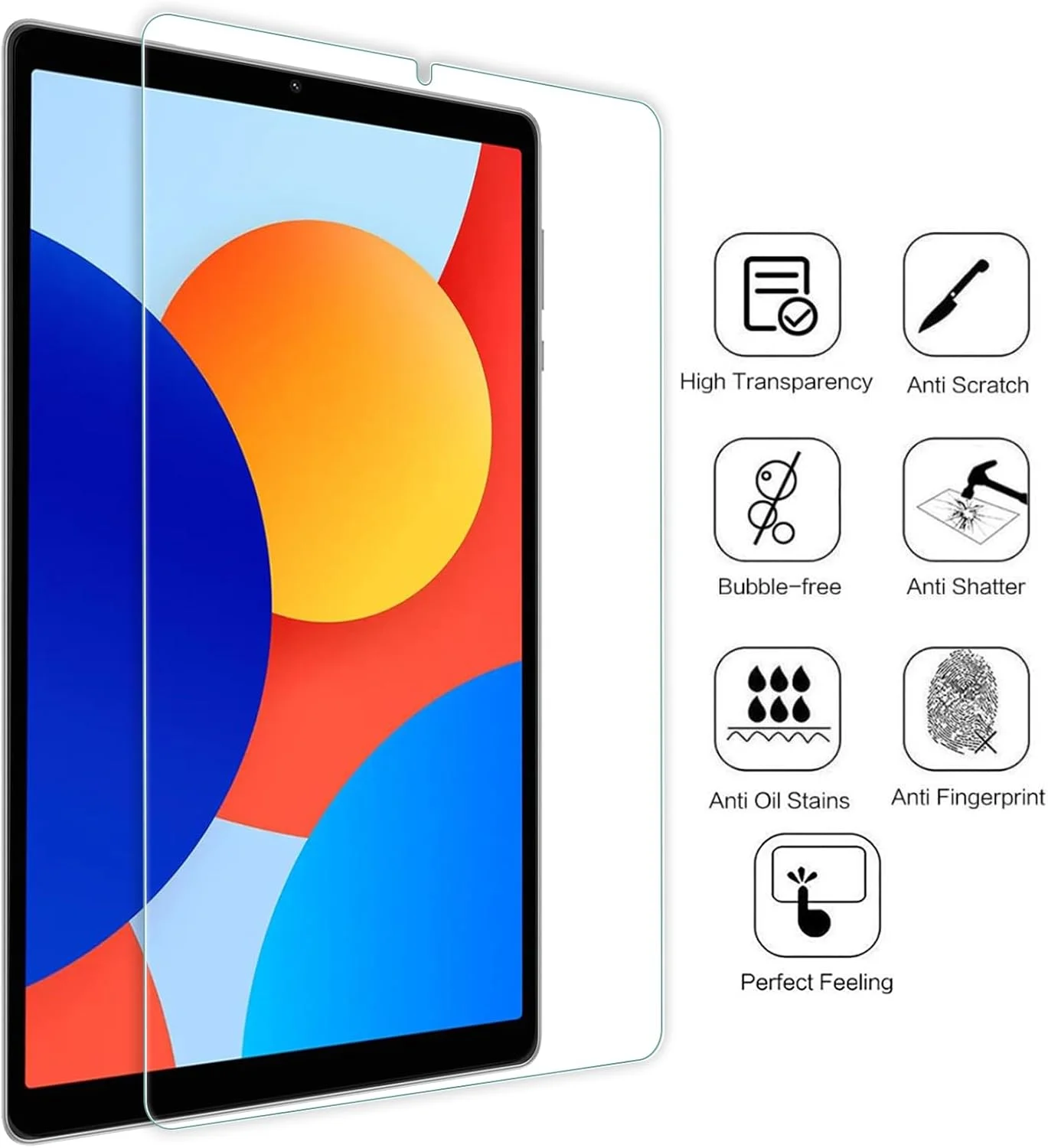 بسته 2 عددی محافظ صفحه نمایش WD&CD سازگار با Xiaomi Redmi SE 4G 8.7 اینچ 2024، محافظ صفحه نمایش شیشه ای حرارت دیده 2.5D سازگار با Samsung Galaxy Tab A9 8.7 اینچ، ضد خش، بدون حباب