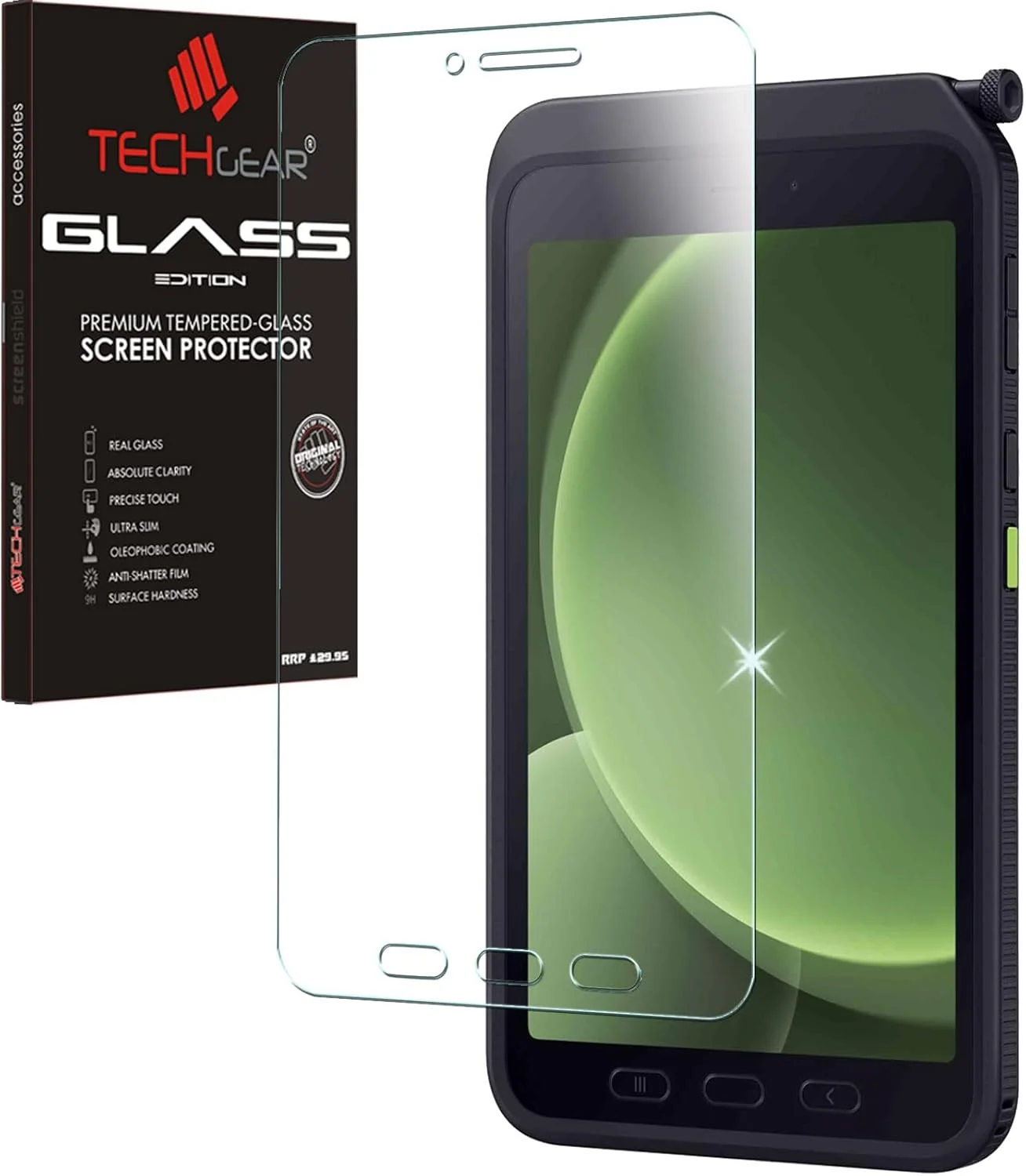 محافظ صفحه نمایش شیشه ای حرارت دیده TECHGEAR Galaxy Tab Active 5 8.0" GLASS Edition (SM-X300, SM-X306) [سختی 9H] [وضوح HD] [مقاوم در برابر خراش] [بدون حباب] مخصوص Samsung Galaxy Tab Active 5 2024