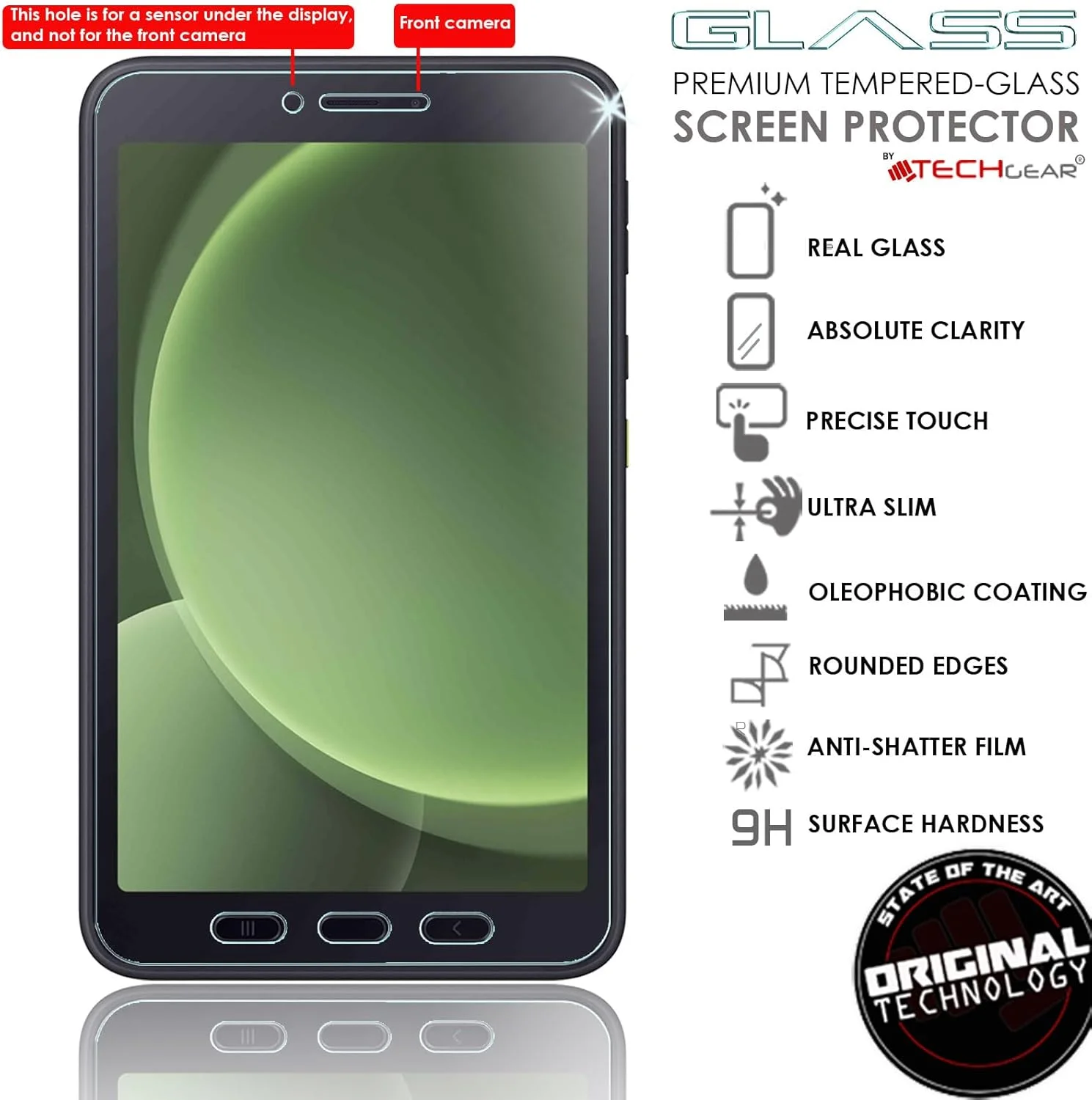 محافظ صفحه نمایش شیشه ای حرارت دیده TECHGEAR Galaxy Tab Active 5 8.0" GLASS Edition (SM-X300, SM-X306) [سختی 9H] [وضوح HD] [مقاوم در برابر خراش] [بدون حباب] مخصوص Samsung Galaxy Tab Active 5 2024