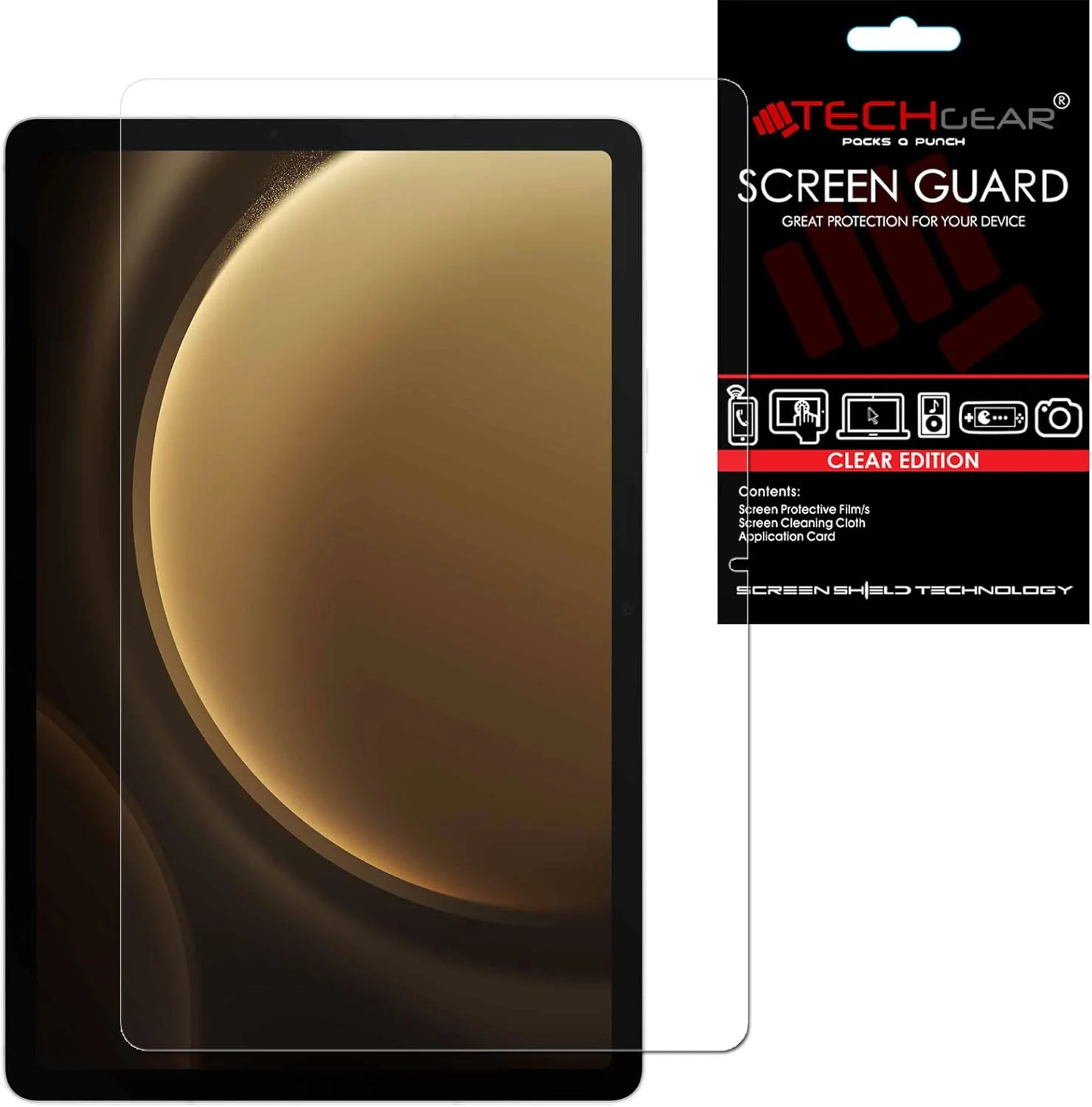 محافظ صفحه نمایش فوق شفاف TECHGEAR برای تبلت سامسونگ گلکسی تب S9 FE پلاس 12.5 اینچ (SM-X610 / SM-X616)، مناسب برای Samsung Galaxy Tab S9 FE+ 2023