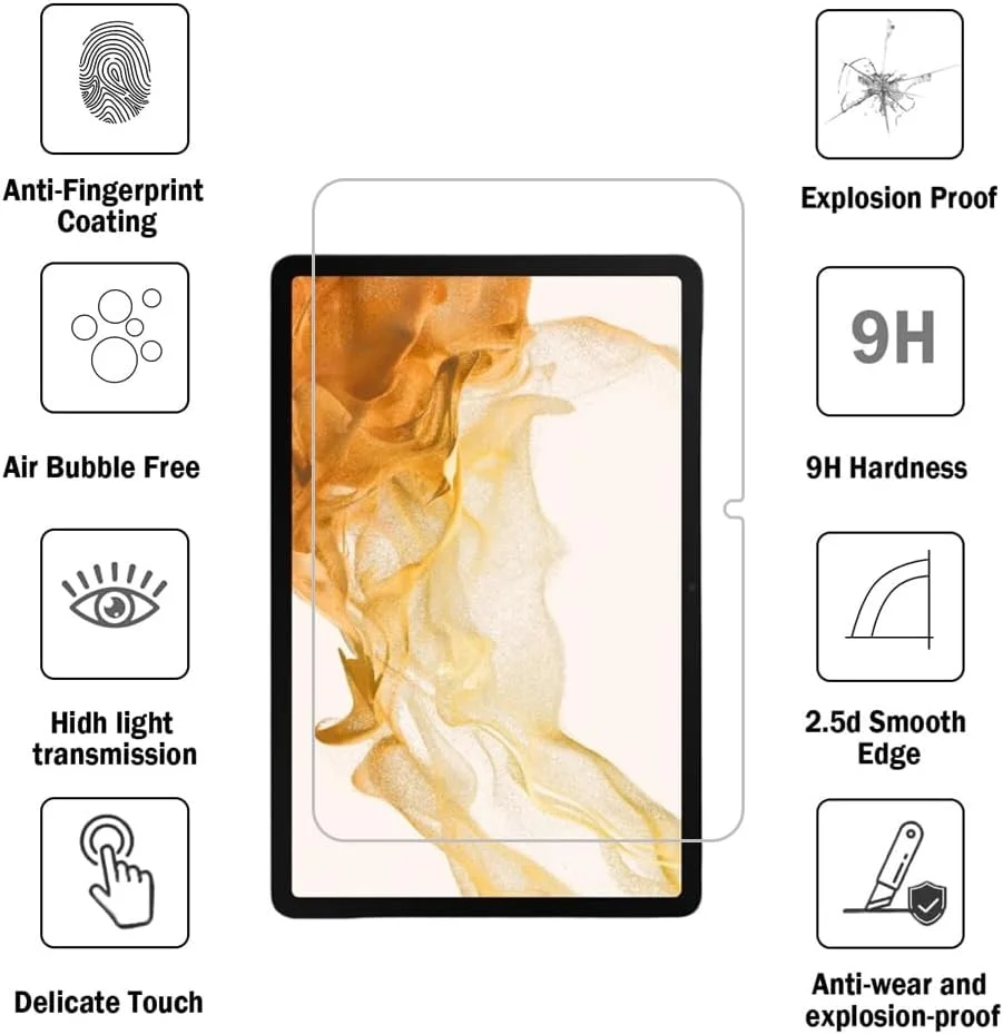 محافظ صفحه نمایش شیشه ای حرارت دیده شونویگ مناسب برای تبلت سامسونگ گلکسی تب S8 2022 / تب S7 2020 سایز 11 اینچ (SM-X700/X706/T870/T875/T878) ضد خش 9H شفافیت HD بدون حباب (بسته 2 عددی)