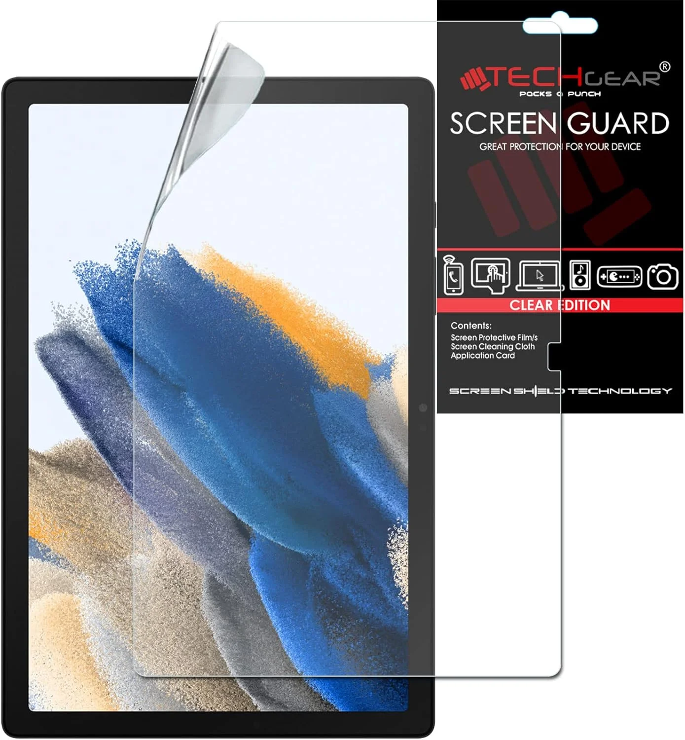 محافظ صفحه نمایش شفاف TECHGEAR برای گلکسی تب A8 10.5 اینچ (مدل SM-X200 / SM-X205)، طراحی شده برای تبلت سامسونگ گلکسی تب A8 10.5 اینچ 2022