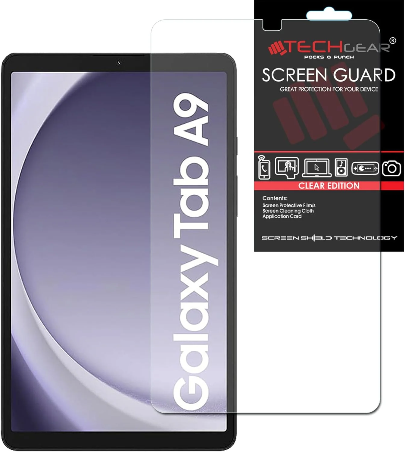 محافظ صفحه نمایش شفاف TECHGEAR برای گلکسی تب A9 8.7 اینچی (SM-X110 / SM-X115)، طراحی شده برای سامسونگ گلکسی تب A9 8.7 اینچی 2023