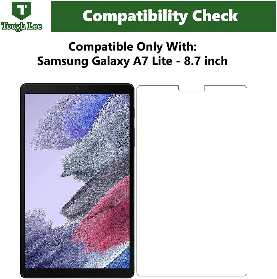 محافظ صفحه نمایش شیشه ای سخت Tough Lee برای تبلت سامسونگ گلکسی تب A7 لایت (8.7 اینچ) (2021) (SM-T220 /SM-T225) / Realme Pad Mini 8.7 اینچ (شفاف) (همراه با کیت نصب آسان) (بسته 1 عددی)
