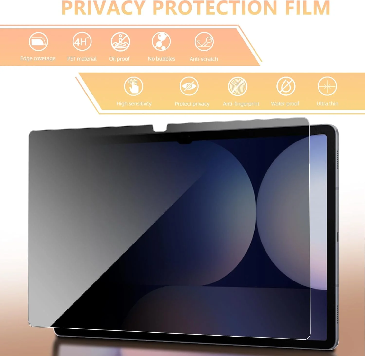 محافظ صفحه نمایش ضد جاسوسی LanQii سازگار با Samsung Galaxy Tab S10+، محافظ صفحه نمایش PET [ضد خش] [ضد حباب] [ضد روغن] فیلم حریم خصوصی برای Samsung Galaxy Tab S10+