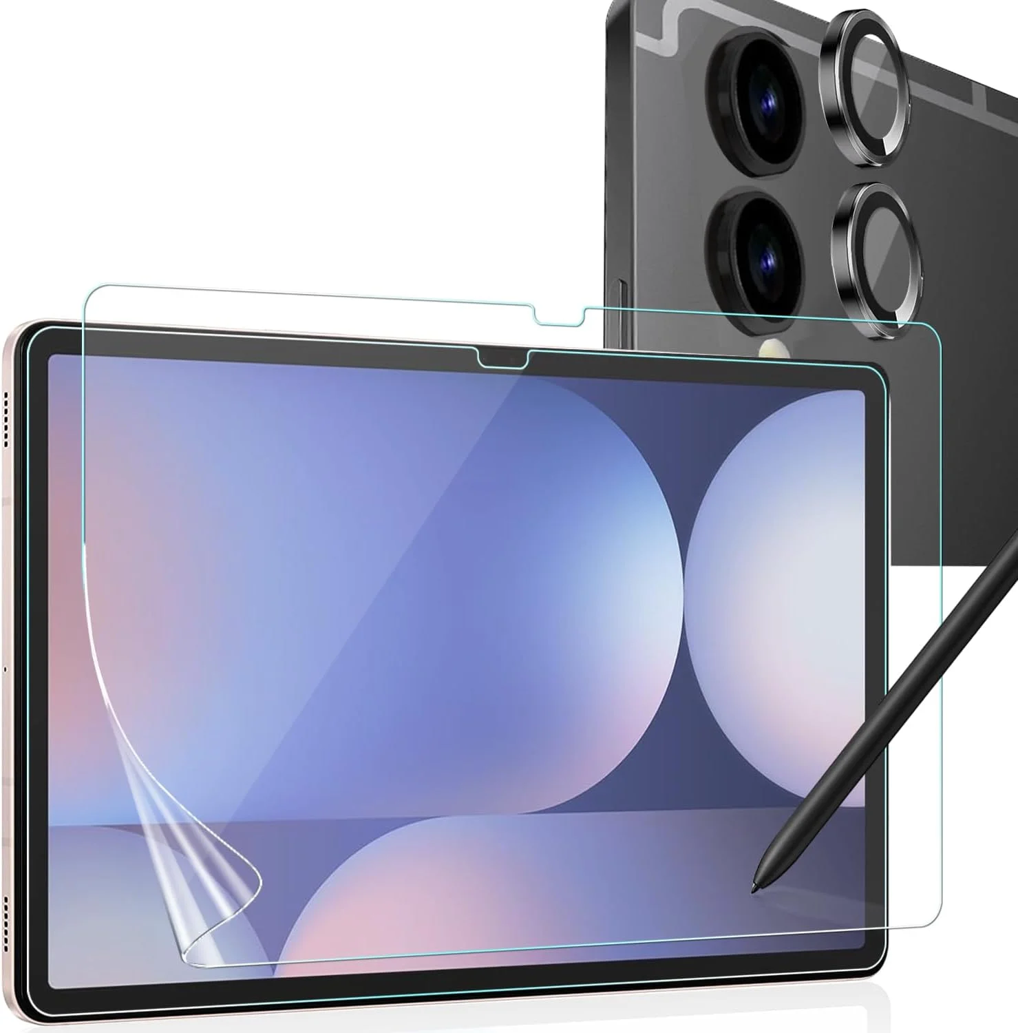 محافظ صفحه نمایش و محافظ لنز دوربین Anbzsign بسته 2+2 برای Samsung Galaxy Tab S10 Ultra/Tab S9 Ultra، ضد تابش نور، فیلم PET مات برای طراحی.