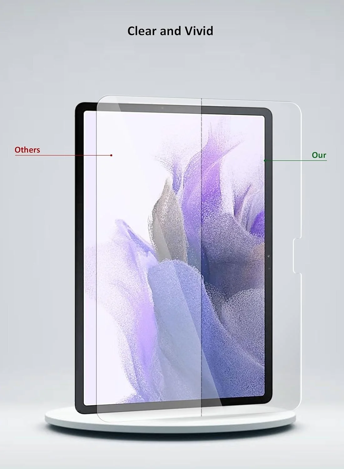محافظ صفحه نمایش شیشه ای حرارت دیده خمیده Wtech سری Premium با پوشش کامل برای تبلت سامسونگ Galaxy Tab S7 FE، 2 عدد، شفاف