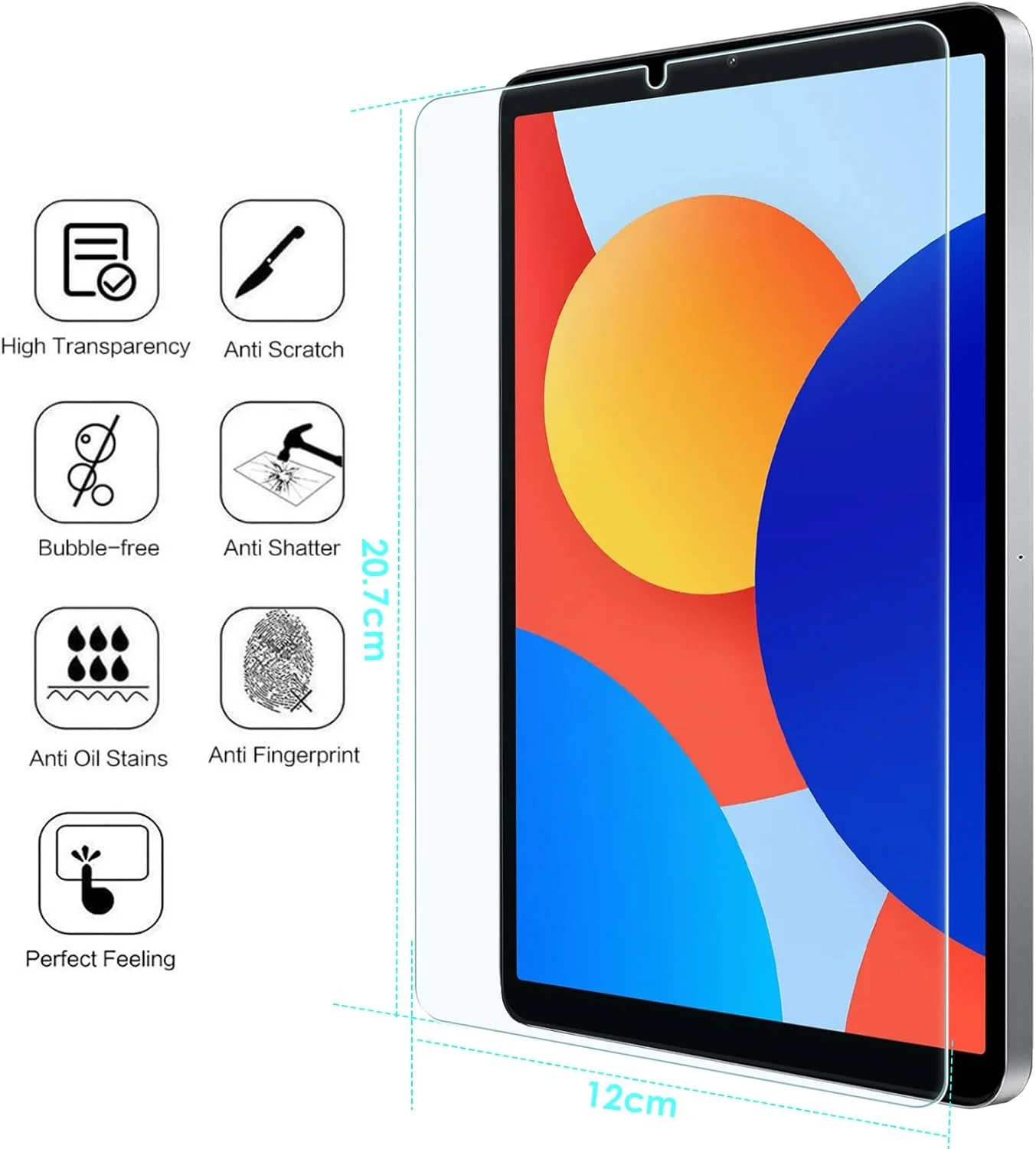 محافظ صفحه نمایش Bighan بسته 2 عددی سازگار با تبلت شیائومی Redmi SE 4G 8.7 اینچ 2024، محافظ صفحه نمایش شیشه ای سازگار با تبلت سامسونگ Galaxy Tab A9 2023 8.7 اینچ