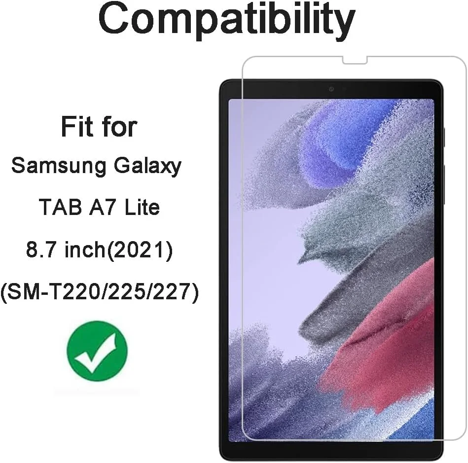 محافظ صفحه نمایش HYGMOCC برای Samsung Galaxy Tab A7 Lite (8.7 اینچ)، فیلم شیشه ای حرارت دیده، ضد خش، بدون حباب، کیفیت بالا (بسته 2 عددی)