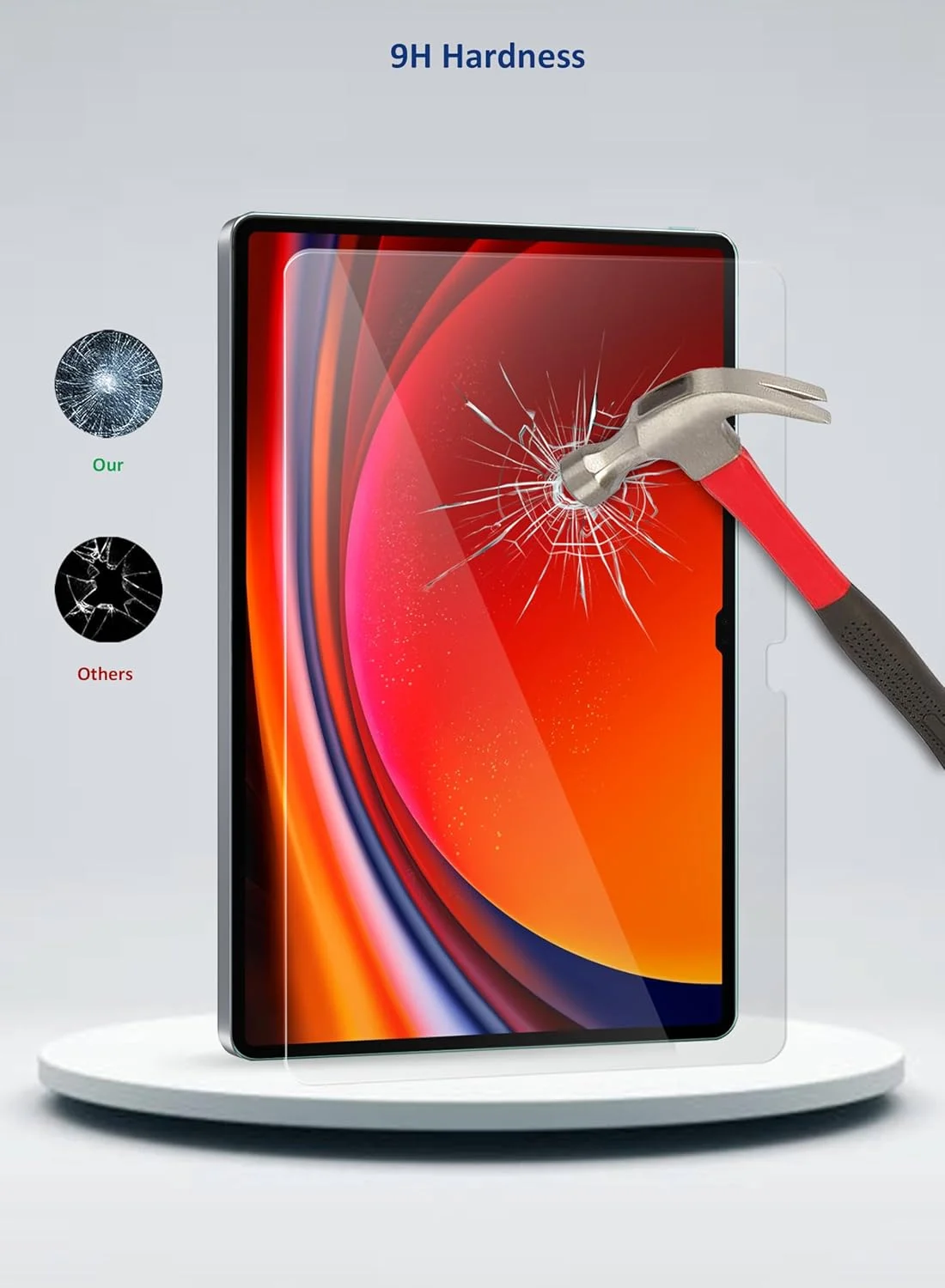 محافظ صفحه نمایش شیشه ای خمیده لبه Wtech سری Premium با پوشش کامل برای Samsung Galaxy Tab S9 Ultra 5G 2023، شفاف