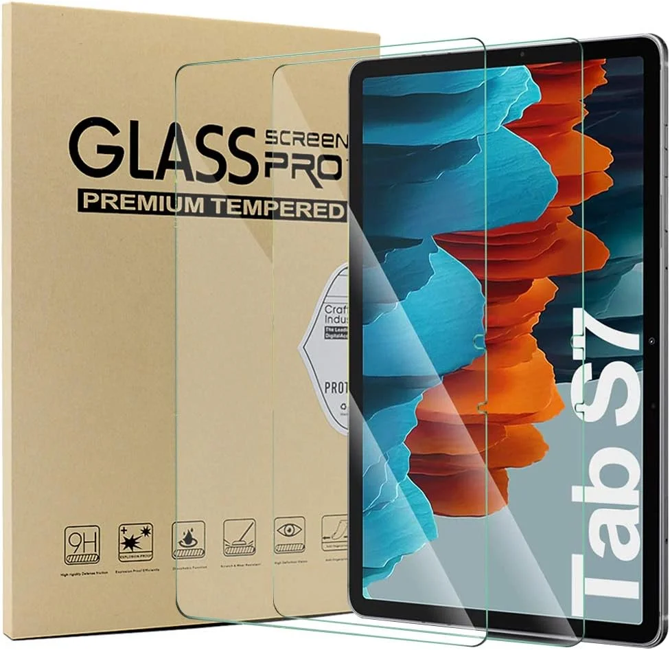 محافظ صفحه نمایش شیشه ای [بسته 3 عددی] سازگار با تبلت سامسونگ گلکسی تب S7 11 اینچ - [لبه گرد سه بعدی] [سختی 9H] [شفافیت بالا] [مقاوم در برابر خراش]، شفاف