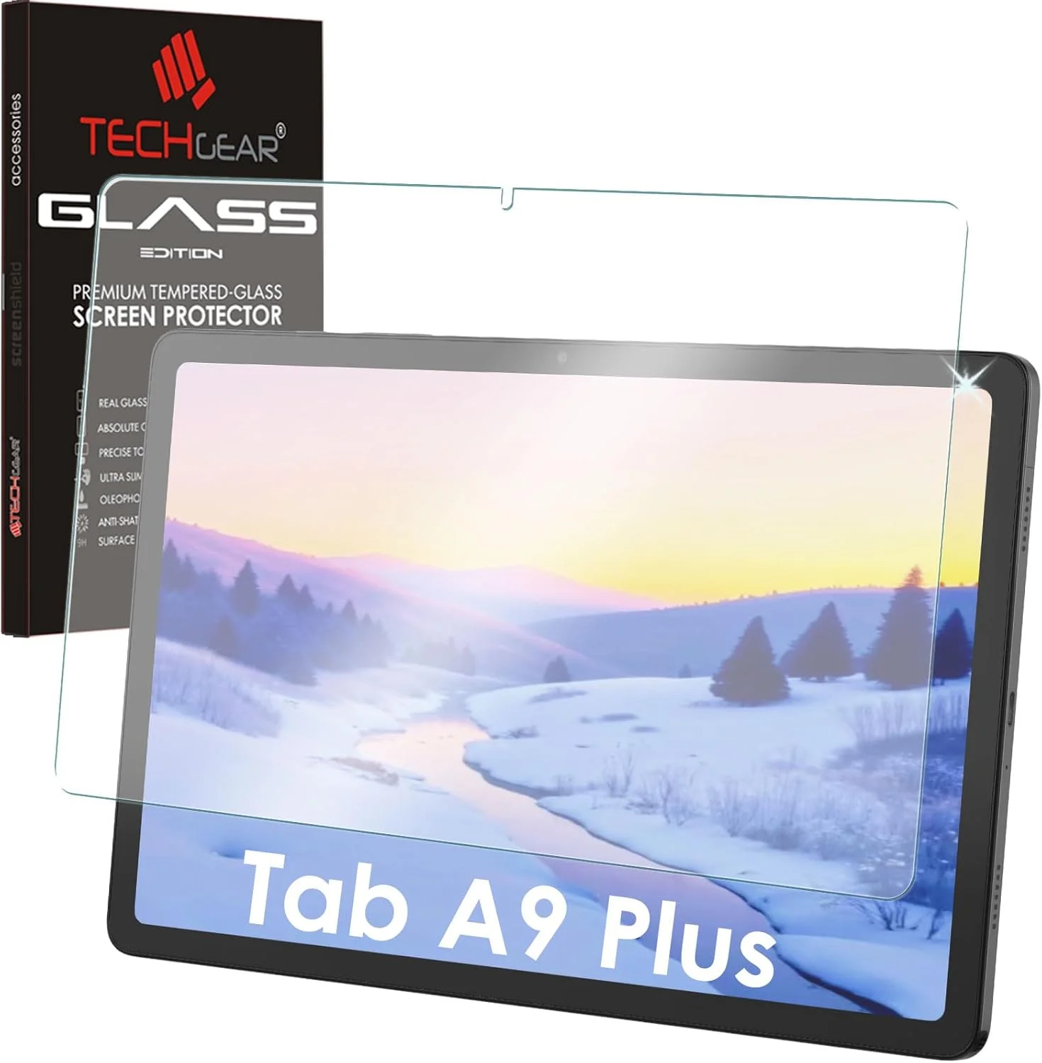 محافظ صفحه نمایش مات شیشه ای TECHGEAR Galaxy Tab A9 Plus 11" 2023، محافظ صفحه نمایش شیشه ای حرارت دیده با سختی 9H، ضد خش و بدون حباب، ساخته شده برای Galaxy Tab A9 Plus