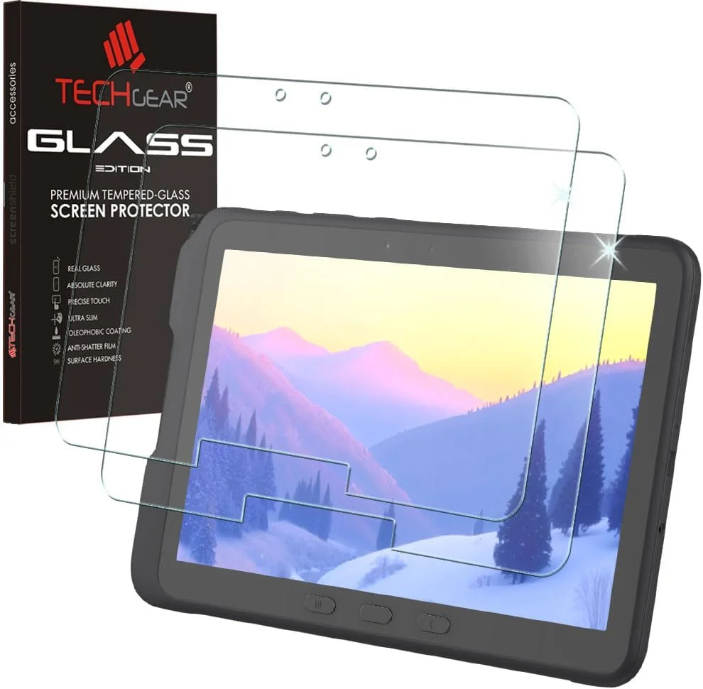 محافظ صفحه نمایش شیشه ای حرارت دیده TECHGEAR Galaxy Tab Active Pro 10.1 اینچ (مدل T540 / T545 / T547) بسته 2 عددی [9H] [وضوح HD] [مقاوم در برابر خراش] طراحی شده برای Samsung Galaxy Tab Active Pro