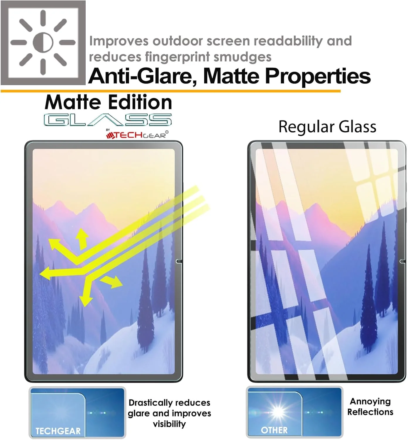 محافظ صفحه نمایش مات شیشه ای TECHGEAR Galaxy Tab A9 Plus 11" 2023، محافظ صفحه نمایش شیشه ای حرارت دیده با سختی 9H، ضد خش و بدون حباب، ساخته شده برای Galaxy Tab A9 Plus