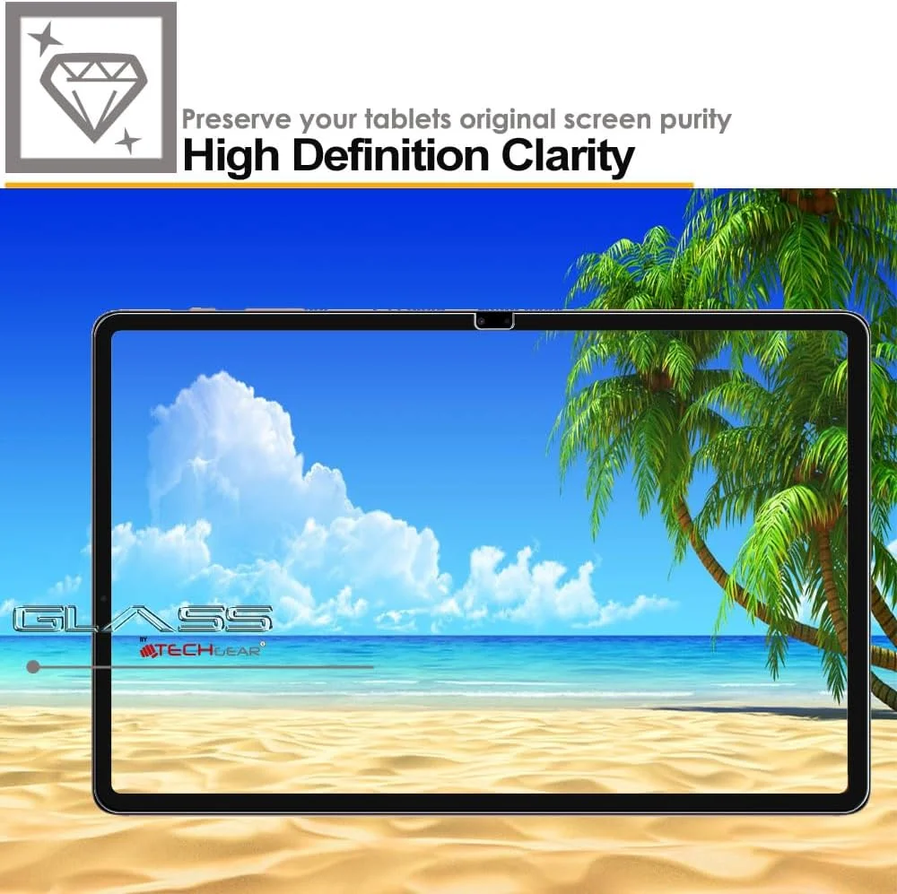 محافظ صفحه نمایش شیشه ای TECHGEAR Galaxy Tab S7 Plus 12.4 اینچ (-T970, -T975, -T976)، شیشه حرارت دیده [سختی 9H] [وضوح HD] [بدون حباب] طراحی شده برای Samsung Galaxy Tab S7+ (S7 Plus)
