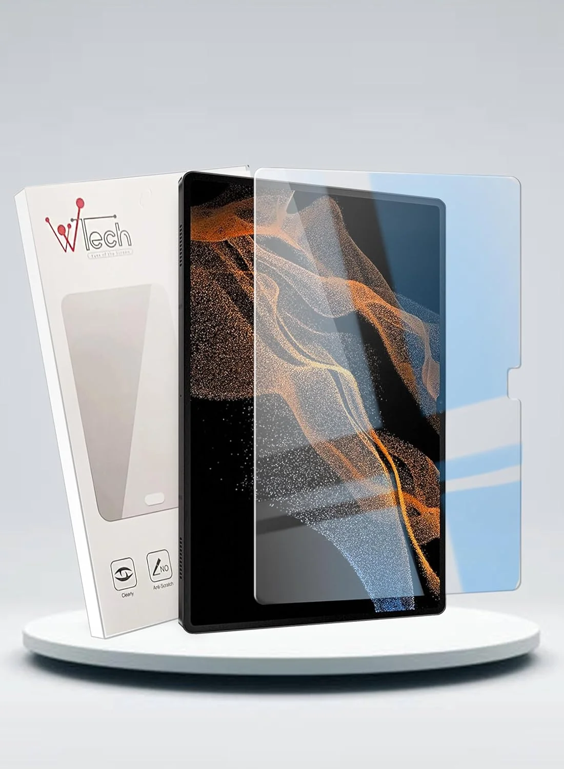 محافظ صفحه نمایش شیشه ای حرارت دیده ضد نور آبی سری Wtech Premium برای Samsung Galaxy Tab S9 Ultra 2023، شفاف