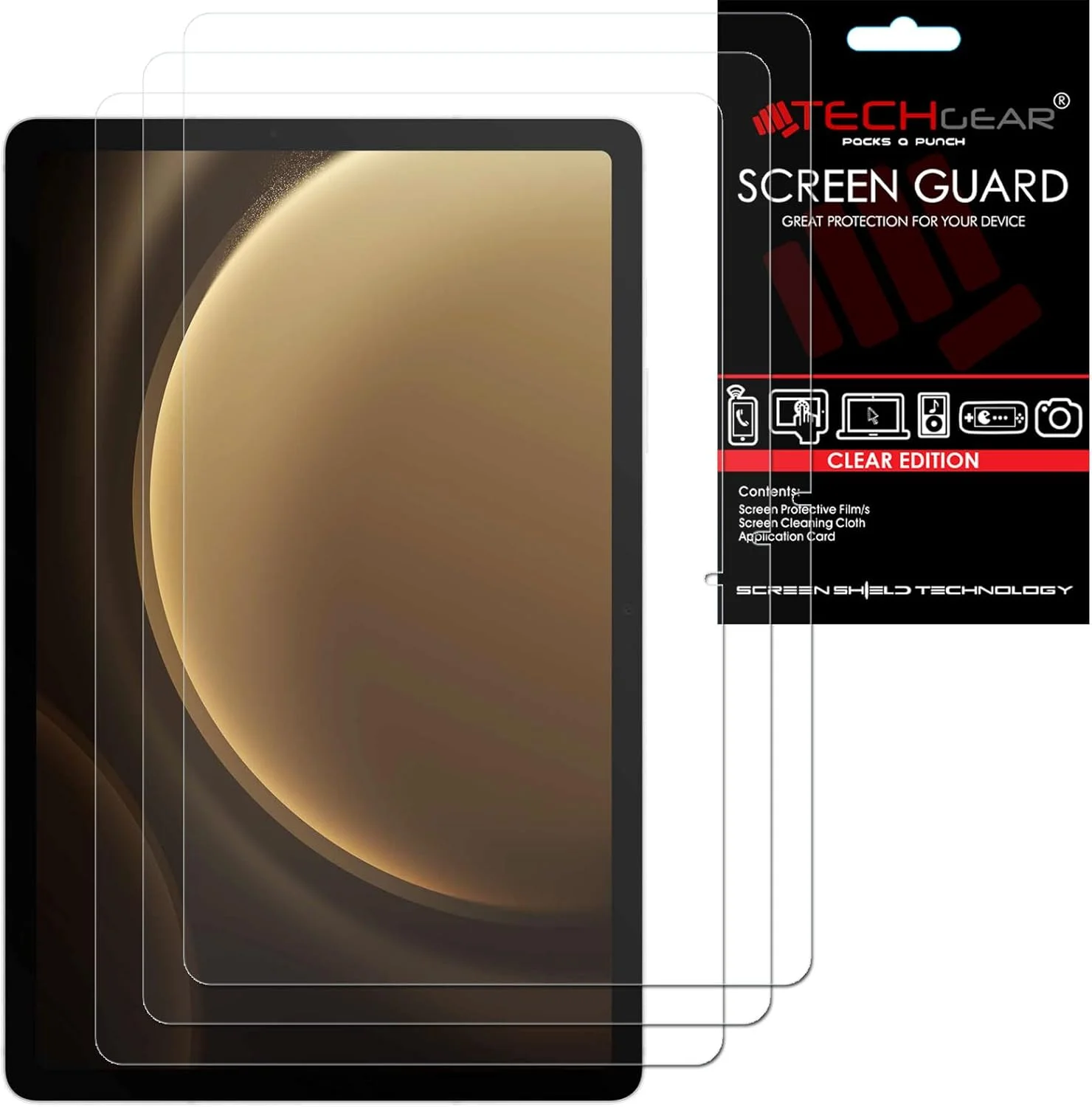 محافظ صفحه نمایش شفاف TECHGEAR برای تبلت سامسونگ گلکسی تب S9 FE 10.9 اینچ (SM-X510 / SM-X516) (بسته 3 عددی)