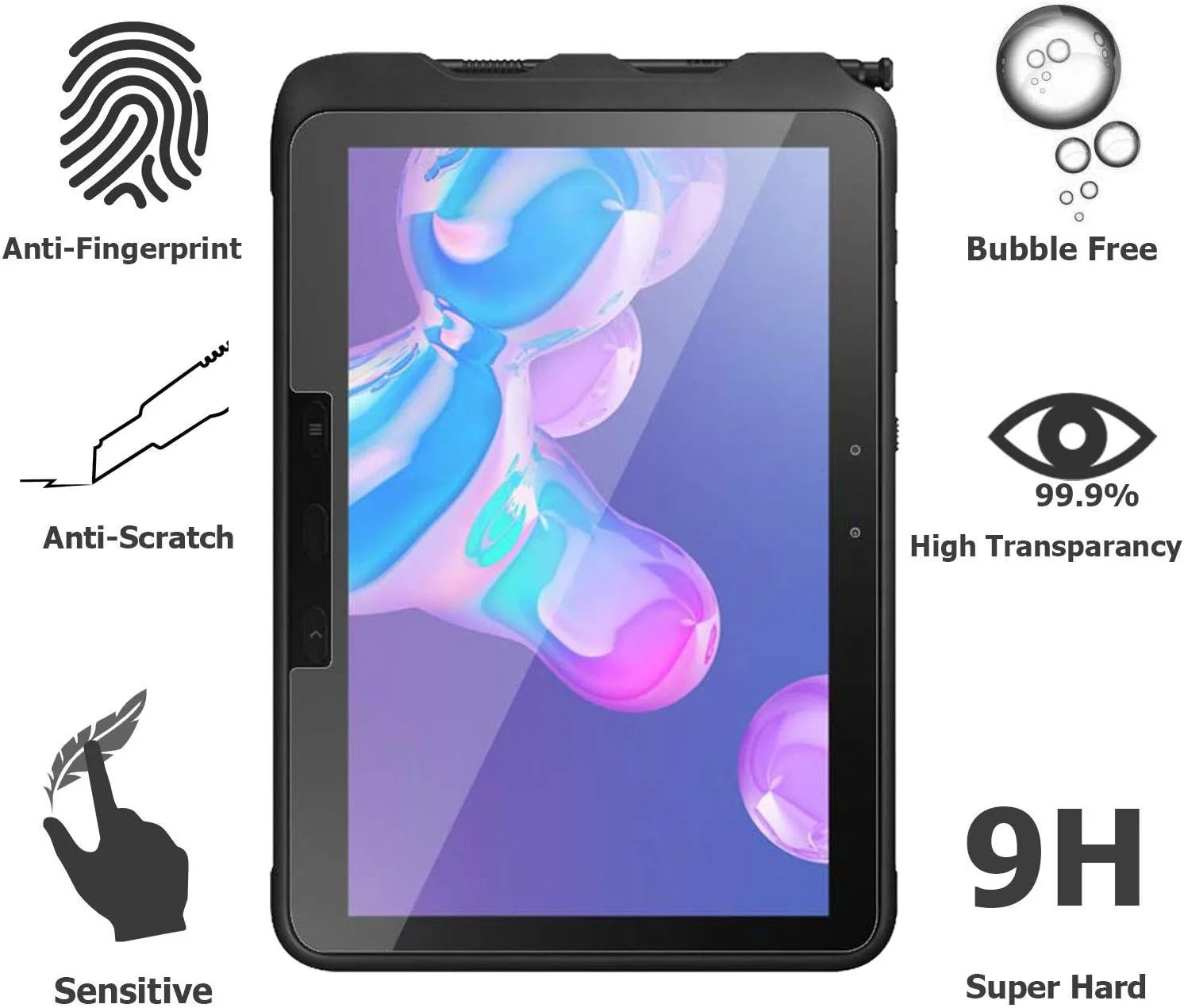 محافظ صفحه نمایش شیشه ای EpicGadget [بسته 2 عددی] برای Samsung Galaxy Tab Active Pro 10.1 -T540/T545/T547 (عرضه شده در سال 2019) - فیلم شیشه ای حرارت دیده / کیفیت بالا / سختی 9H
