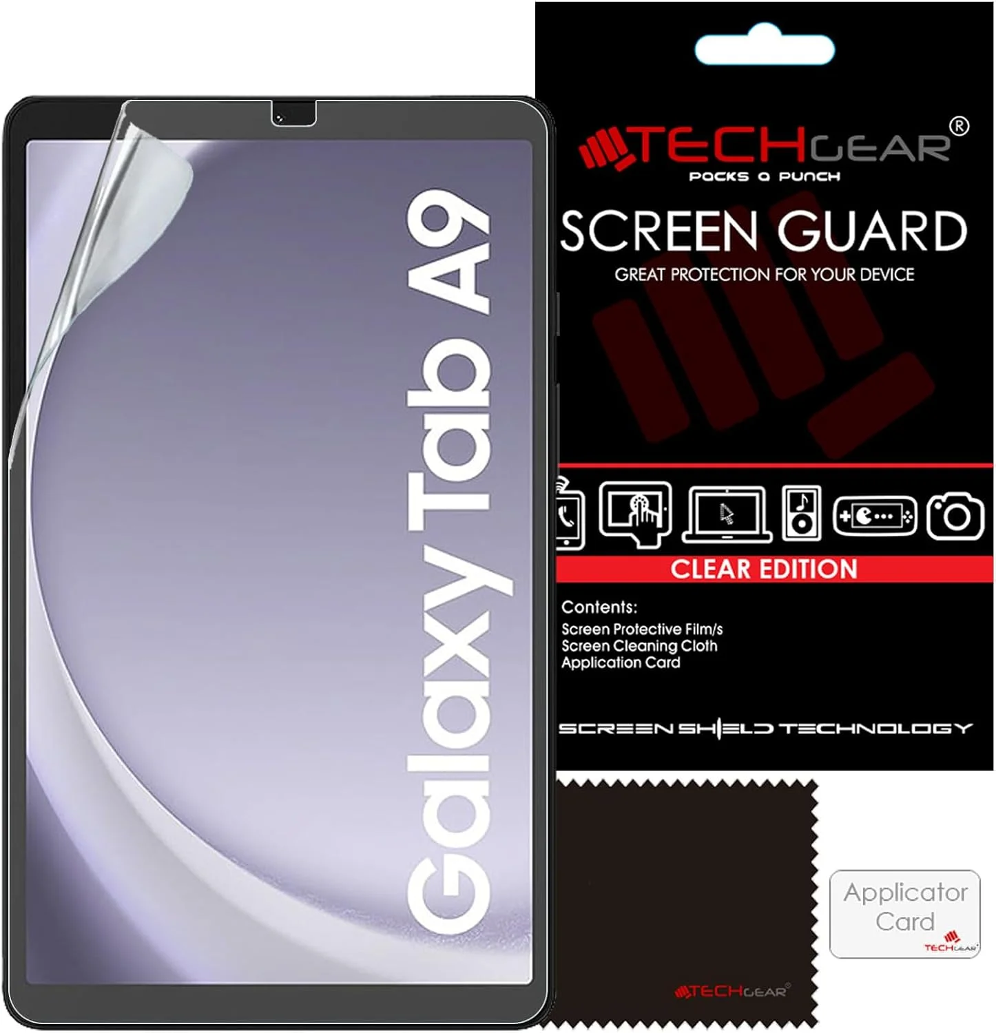 محافظ صفحه نمایش شفاف TECHGEAR بسته 5 عددی مناسب برای تبلت گلکسی تب A9 8.7 اینچی (SM-X110 / SM-X115)، طراحی شده برای سامسونگ گلکسی تب A9 8.7 اینچی 2023